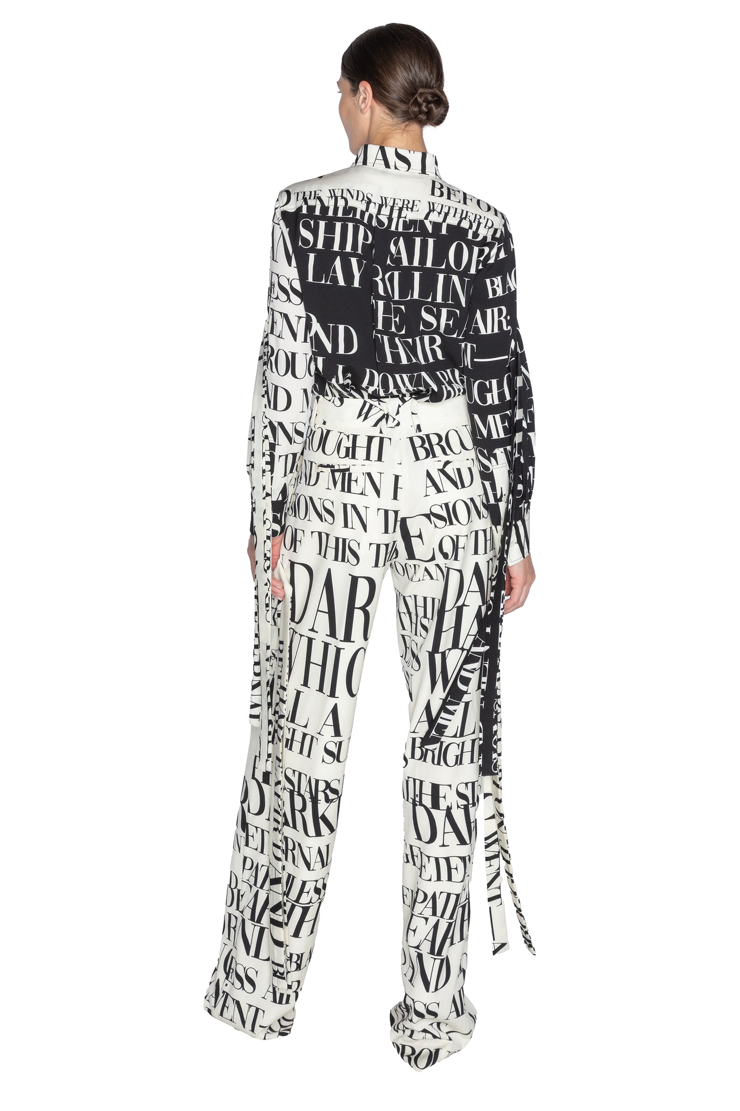 'POEME BLANC' BAGGY TROUSERS WITH STRAPS - - Libertine