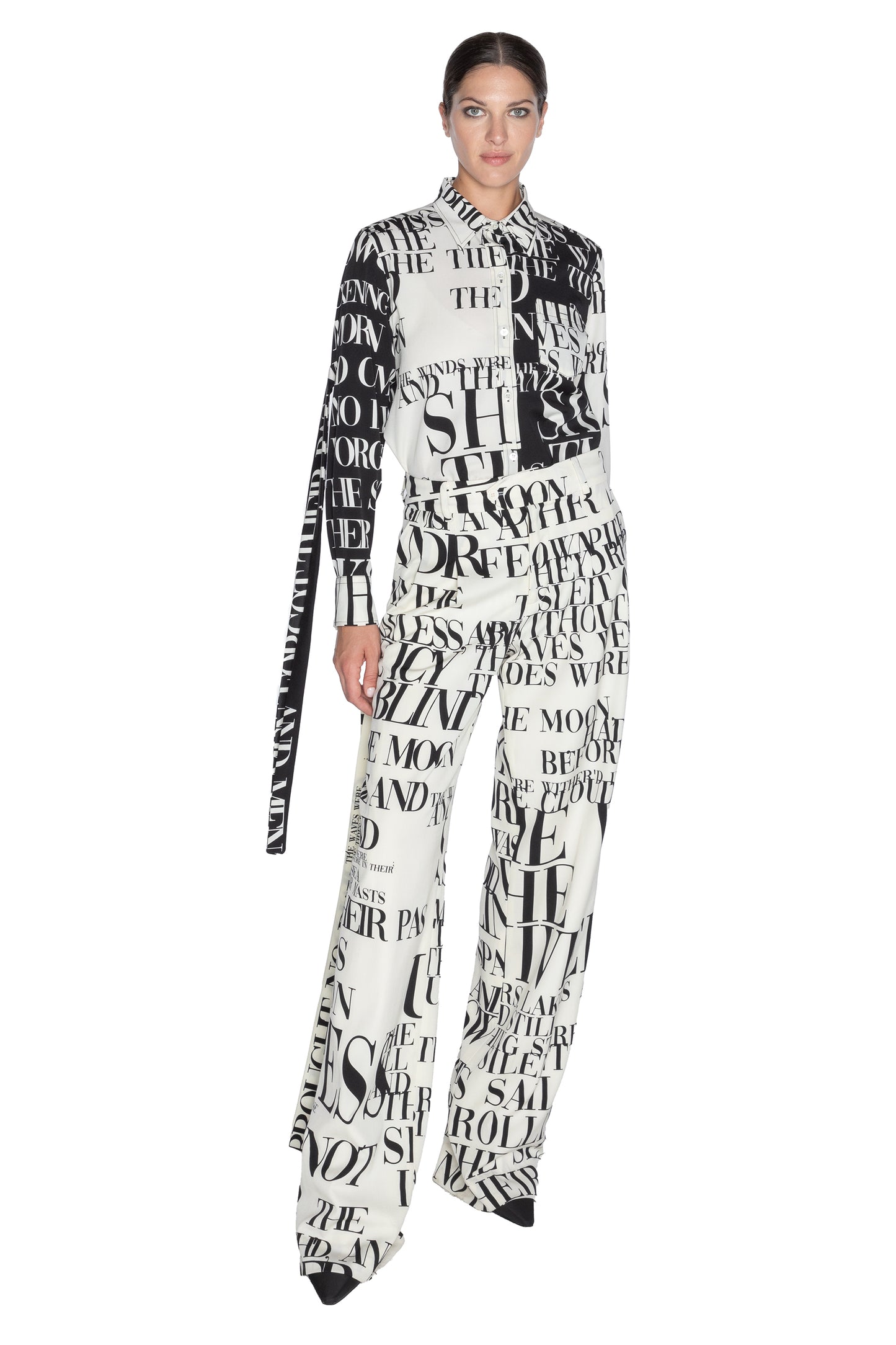 'POEME BLANC' BAGGY TROUSERS WITH STRAPS - - Libertine