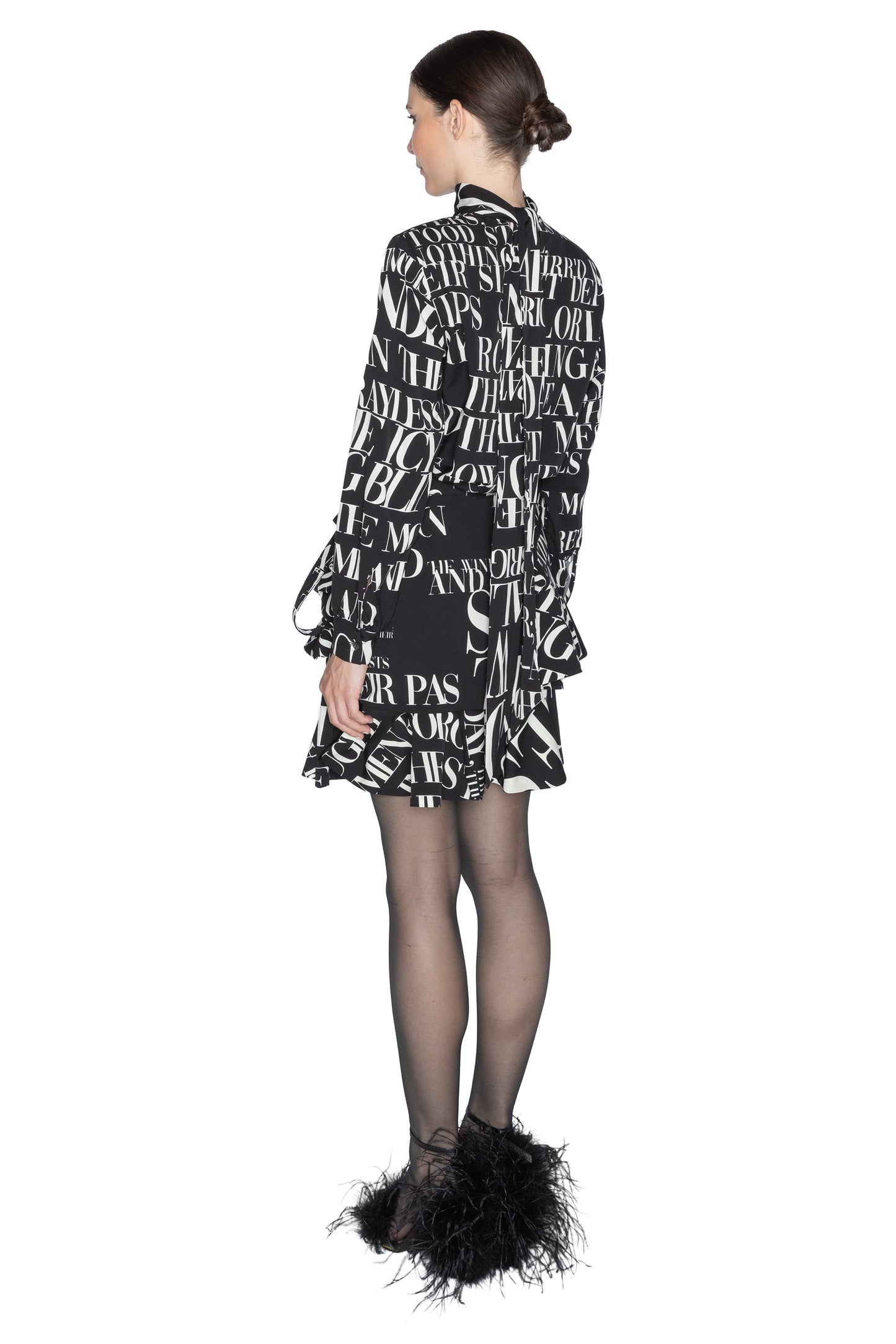 'POEME NOIR' MINI RUFFLE WRAP SKIRT - - Libertine