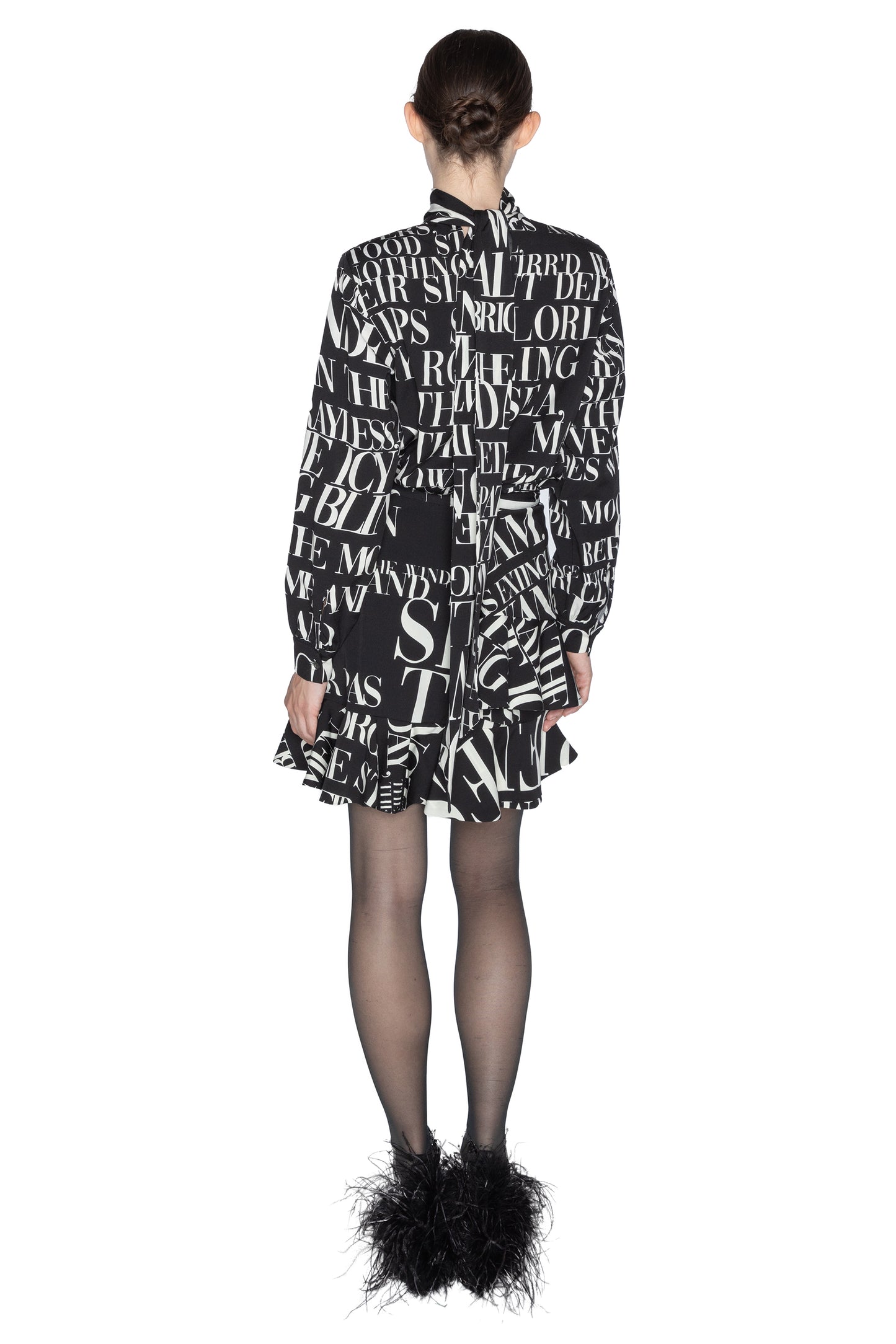 'POEME NOIR' MINI RUFFLE WRAP SKIRT - - Libertine