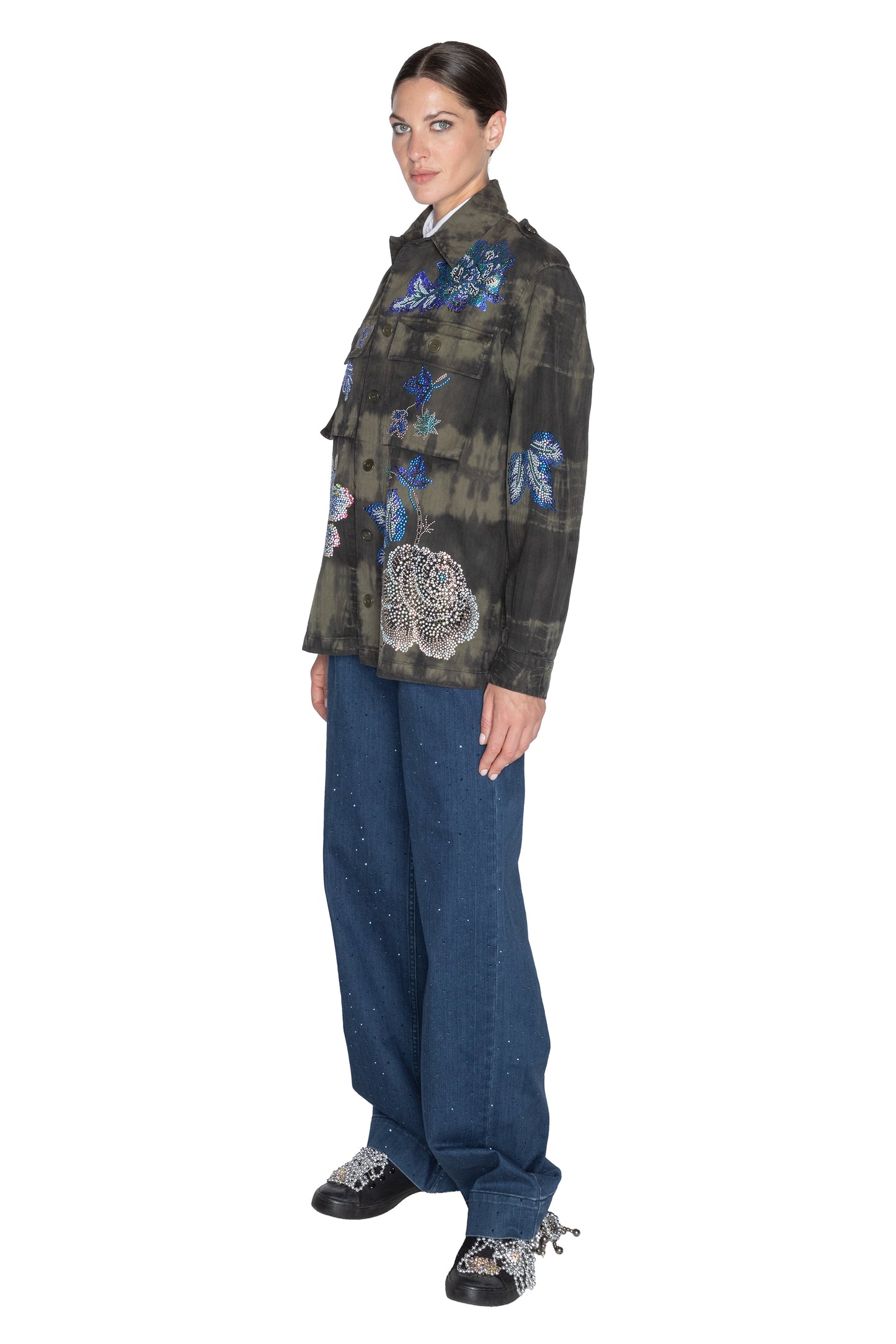 'LUXE BOUQUET BLUE' FRENCH MILITARY JACKET - - Libertine