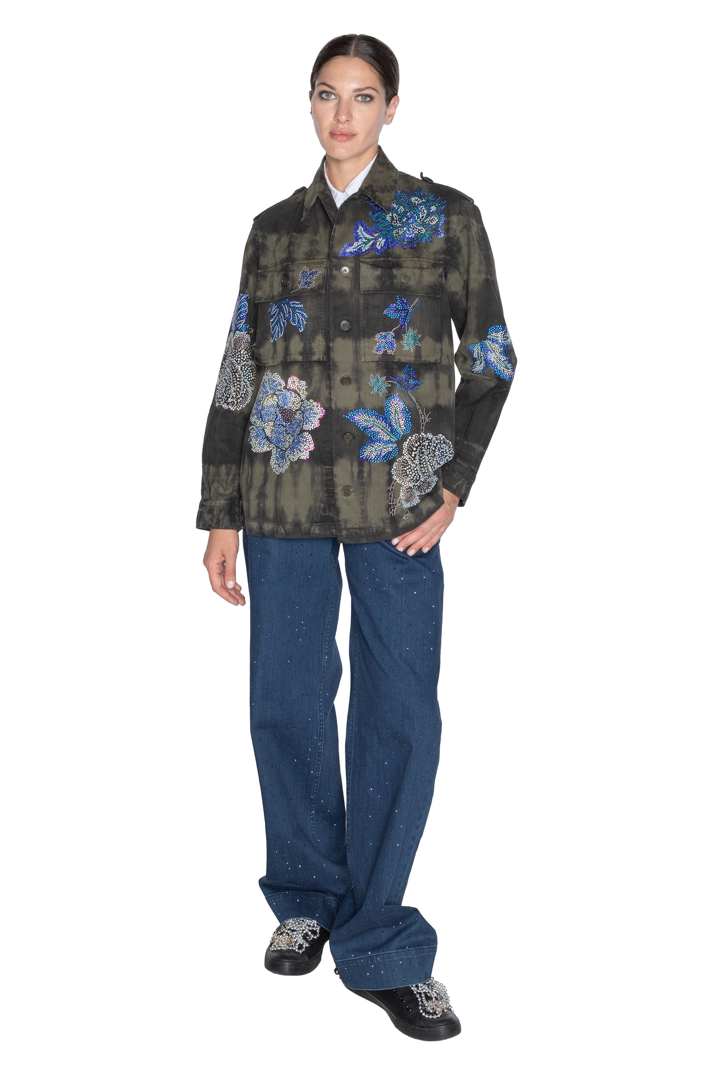 'LUXE BOUQUET BLUE' FRENCH MILITARY JACKET - - Libertine