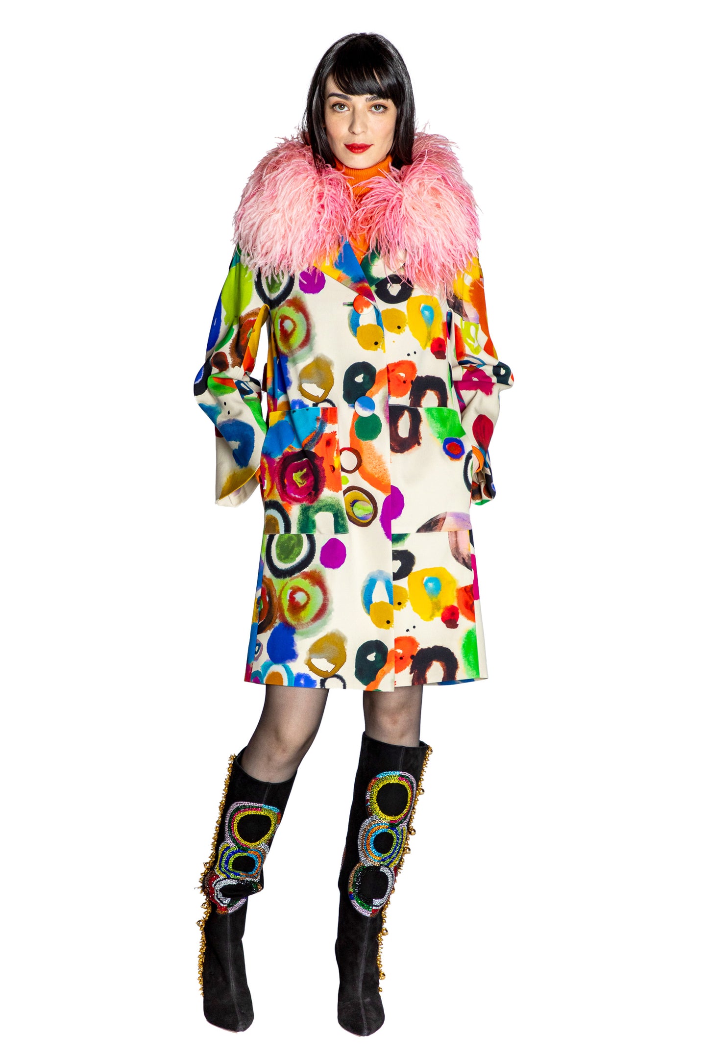 'JH GOUACHE' EMBELLISHED L/S PATCH POCKET COAT - - Libertine