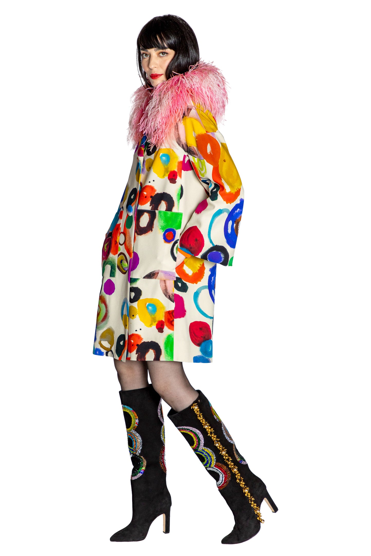 'JH GOUACHE' EMBELLISHED L/S PATCH POCKET COAT - - Libertine