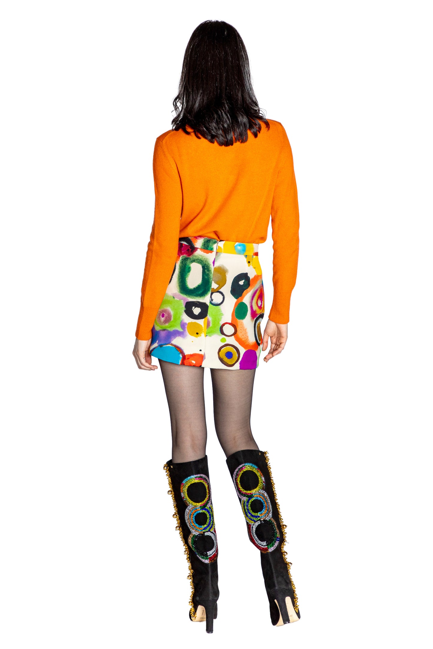 'SONIA CRYSTAL' ORANGE SLIM TURTLENECK - - Libertine