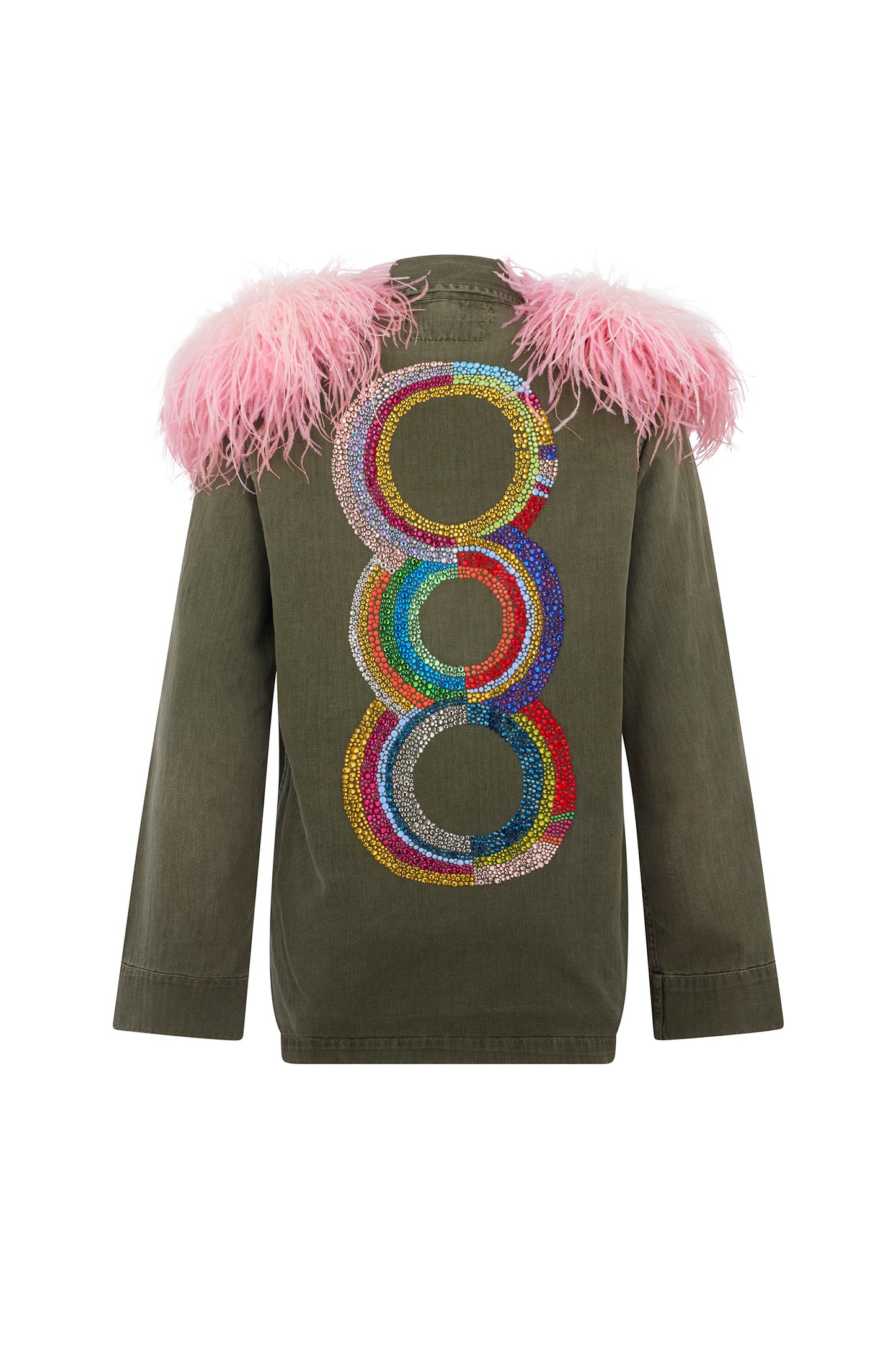'SONIA CRYSTAL' VINTAGE FRENCH MILITARY JACKET WITH FEATHERS - - Libertine