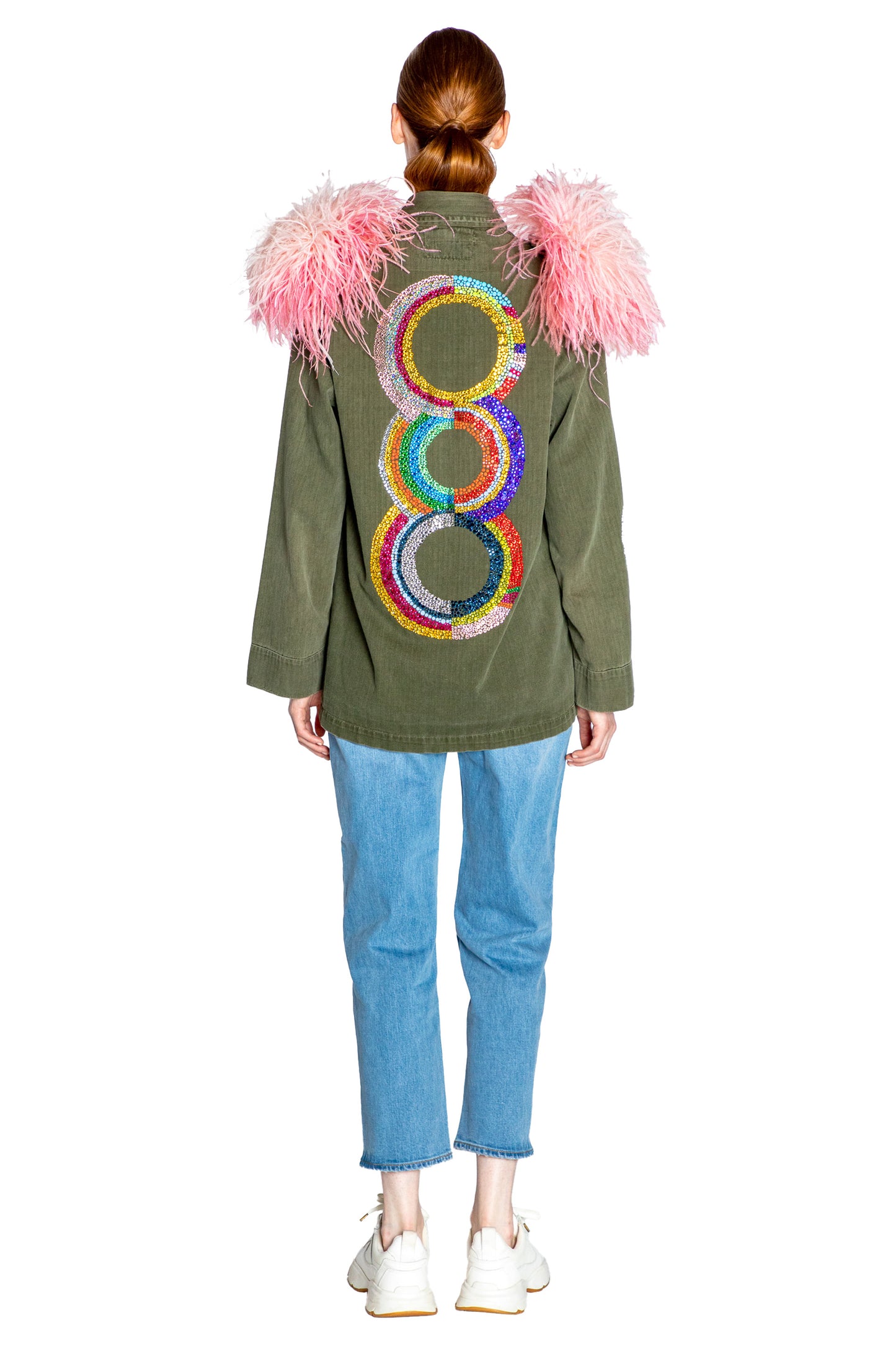 'SONIA CRYSTAL' VINTAGE FRENCH MILITARY JACKET WITH FEATHERS - - Libertine