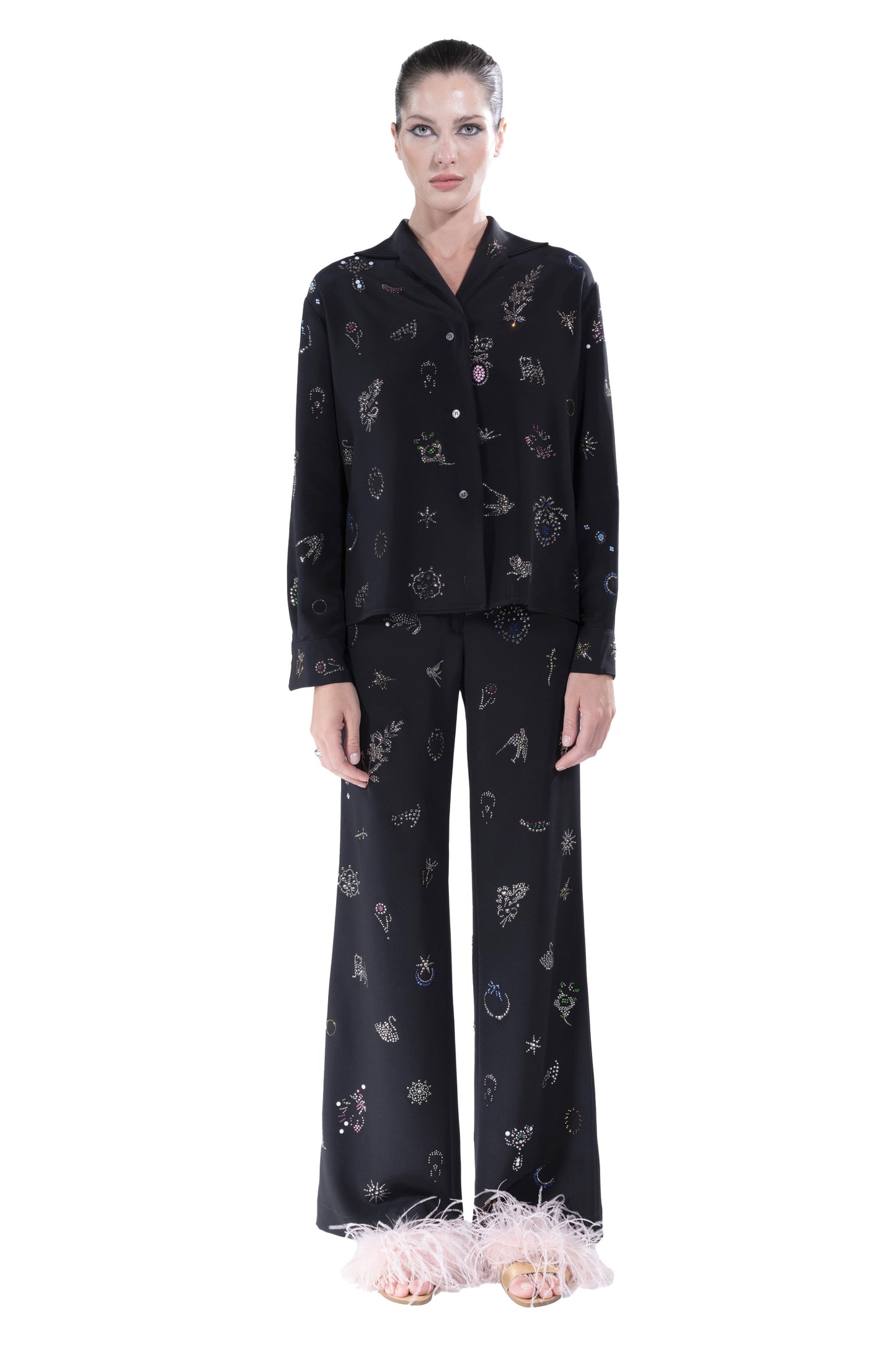 'VICTORIAN PINS' WIDE LEG TROUSERS - - Libertine