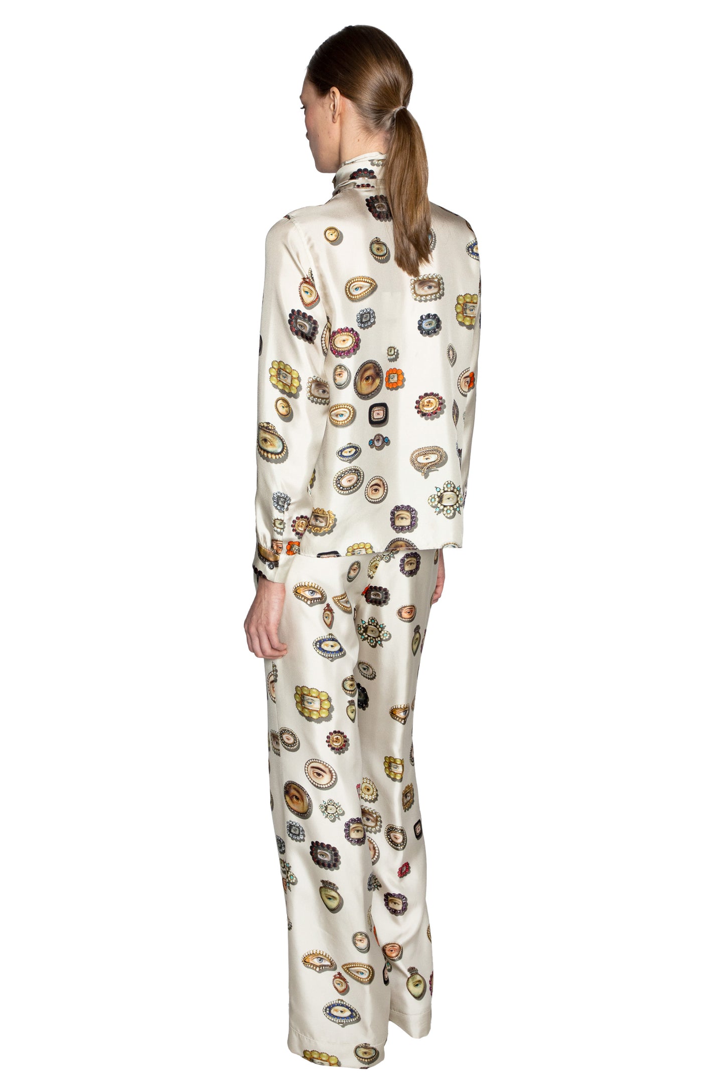 'IVORY LOVERS EYES' SLIM KEITH TIE BLOUSE - - Libertine