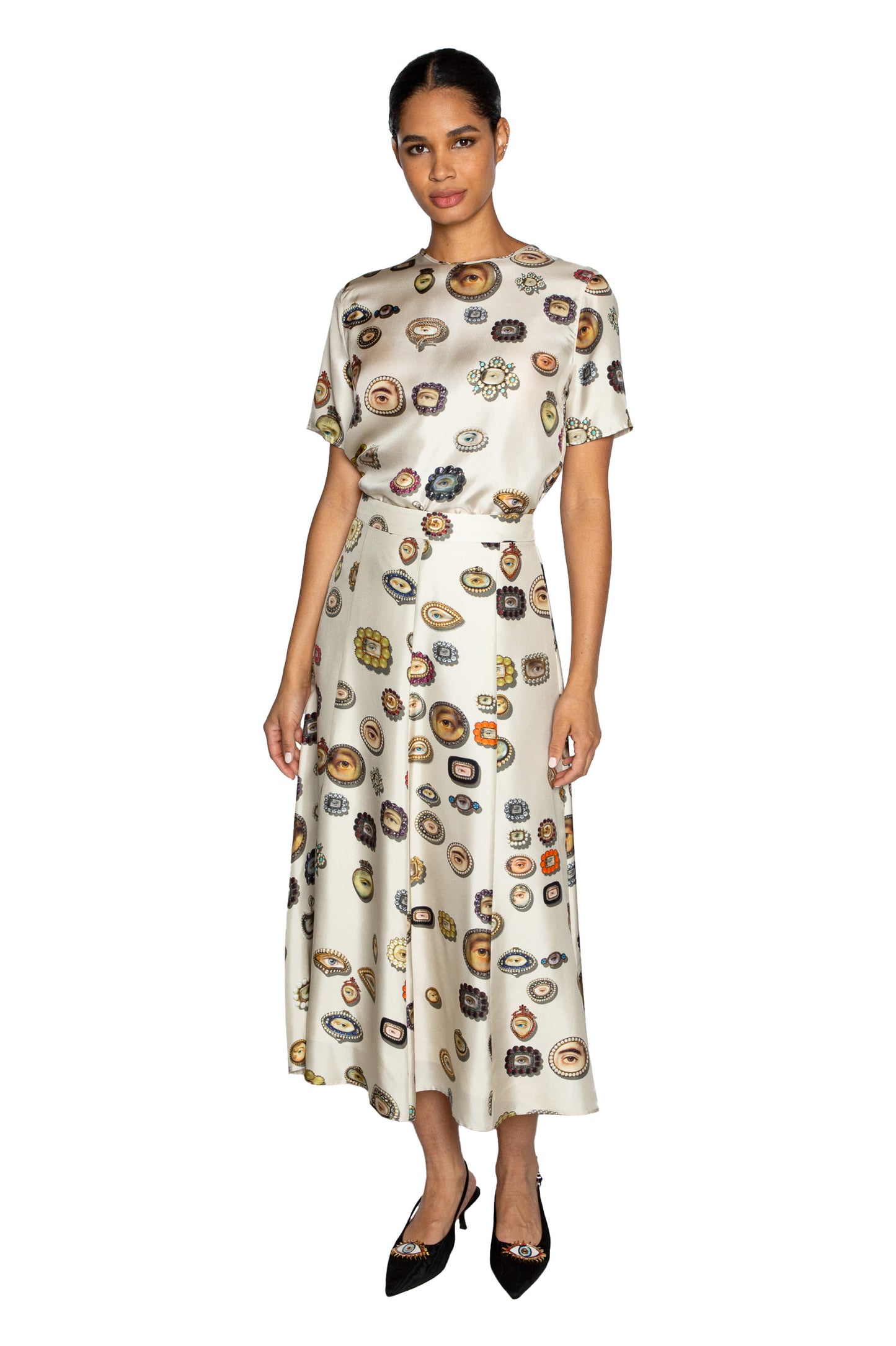 'IVORY LOVERS EYES' TULIP SKIRT - - Libertine