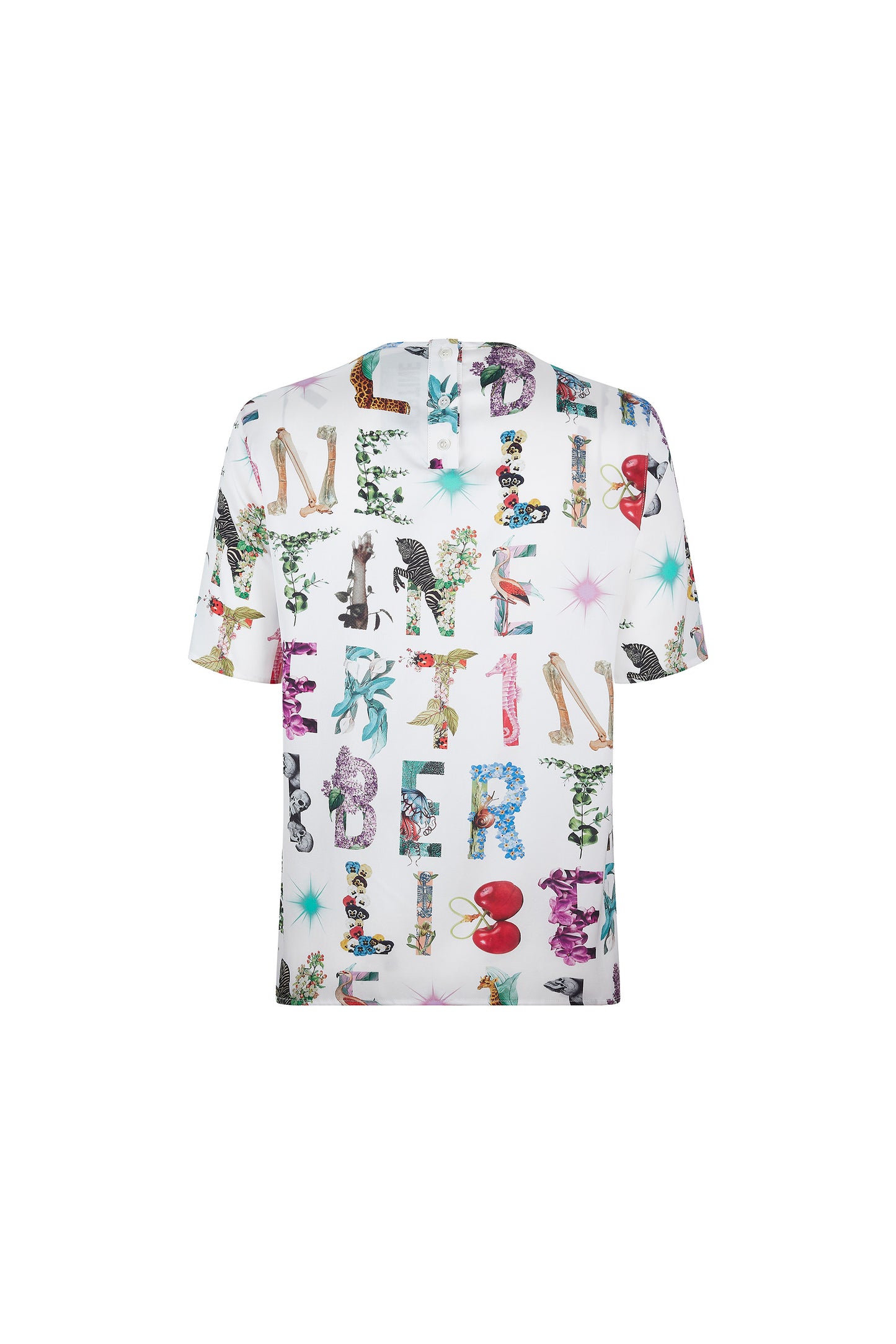'WHITE DECO LETTERS' SHORT SLEEVE BLOUSE - - Libertine