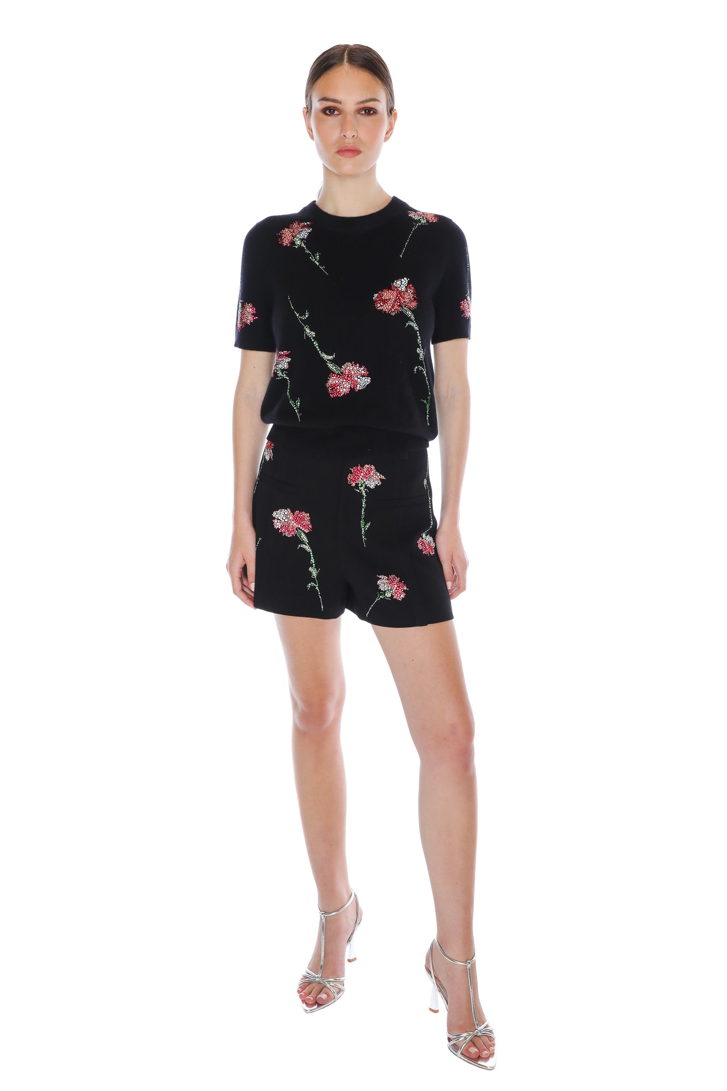 'CECIL BEATON PINK CARNATION' SHORT SLEEVE PULLOVER - - Libertine