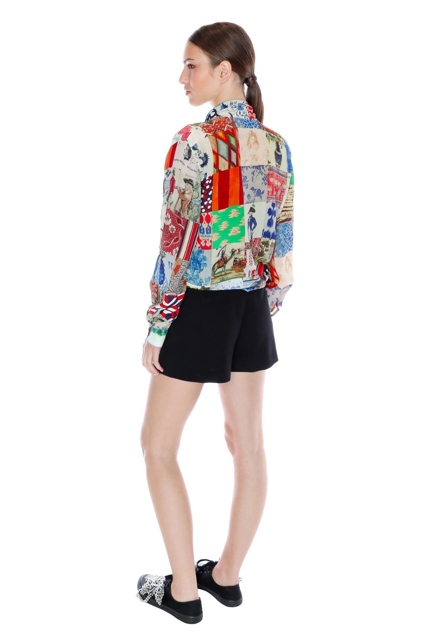 'BLOOMSBURY COLLAGE' SLIM KEITH TIE BLOUSE - TOPS - Libertine