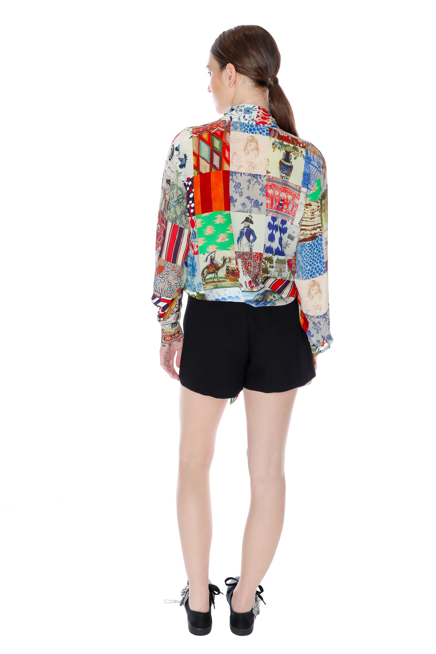 'BLOOMSBURY COLLAGE' SLIM KEITH TIE BLOUSE - TOPS - Libertine