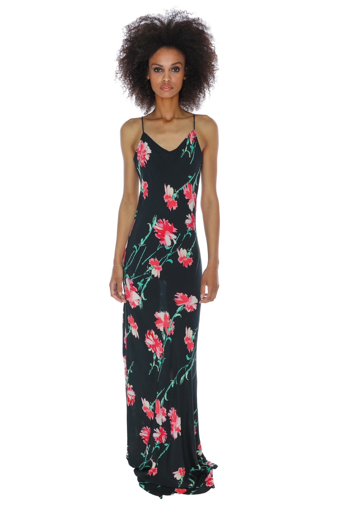 'CECIL BEATON PINK CARNATION' MAXI BIAS SLIP DRESS - - Libertine
