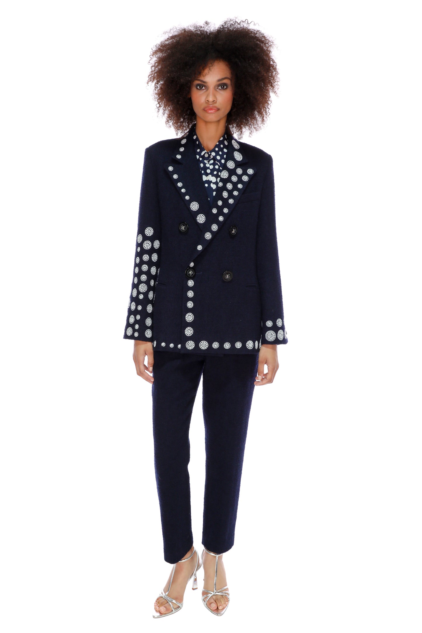 'DOT DOTISM' EMBELLISHED DOUBLE BREASTED BLAZER - JACKETS - Libertine