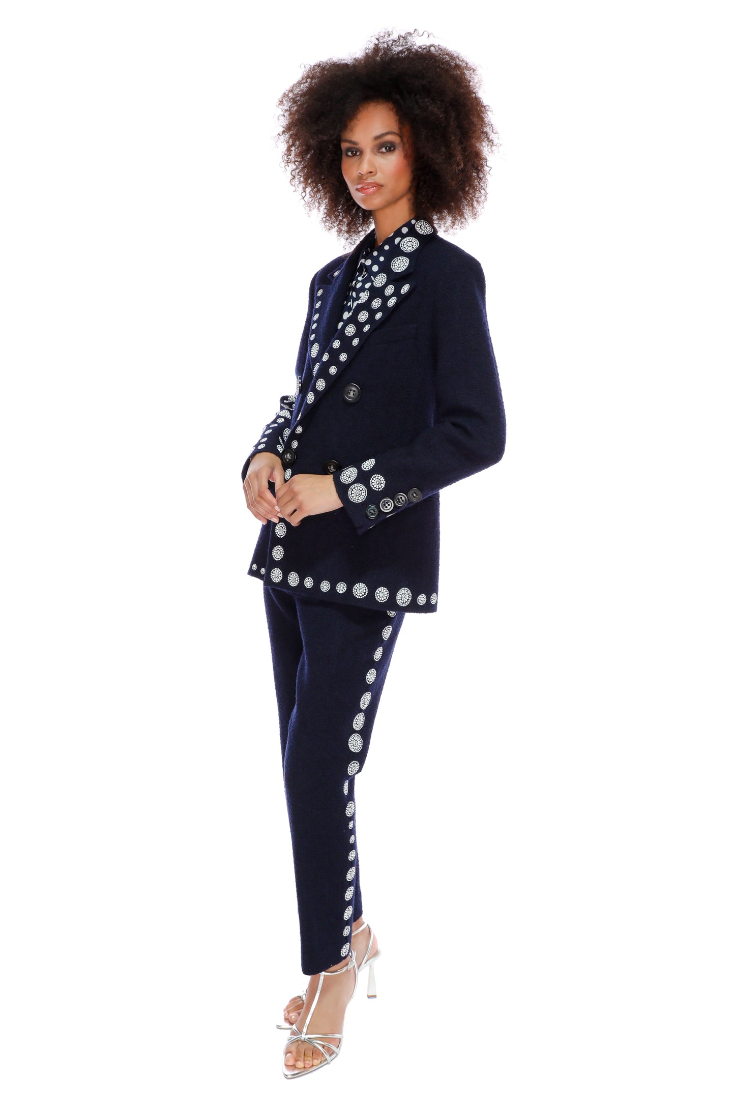 'DOT DOTISM' EMBELLISHED DOUBLE BREASTED BLAZER - JACKETS - Libertine