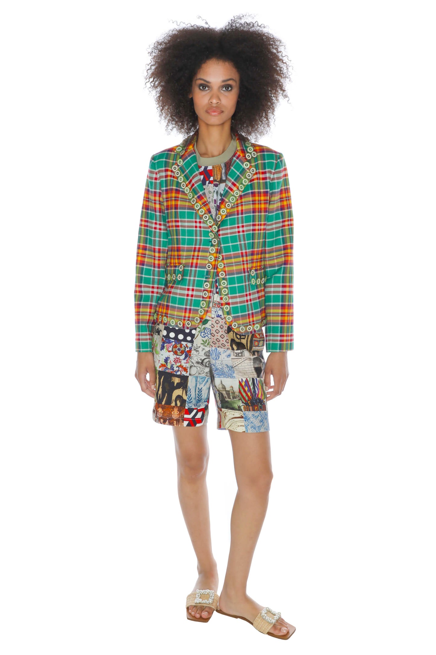'PLAID BUTTONS' L/S SHORT JACKET - - Libertine