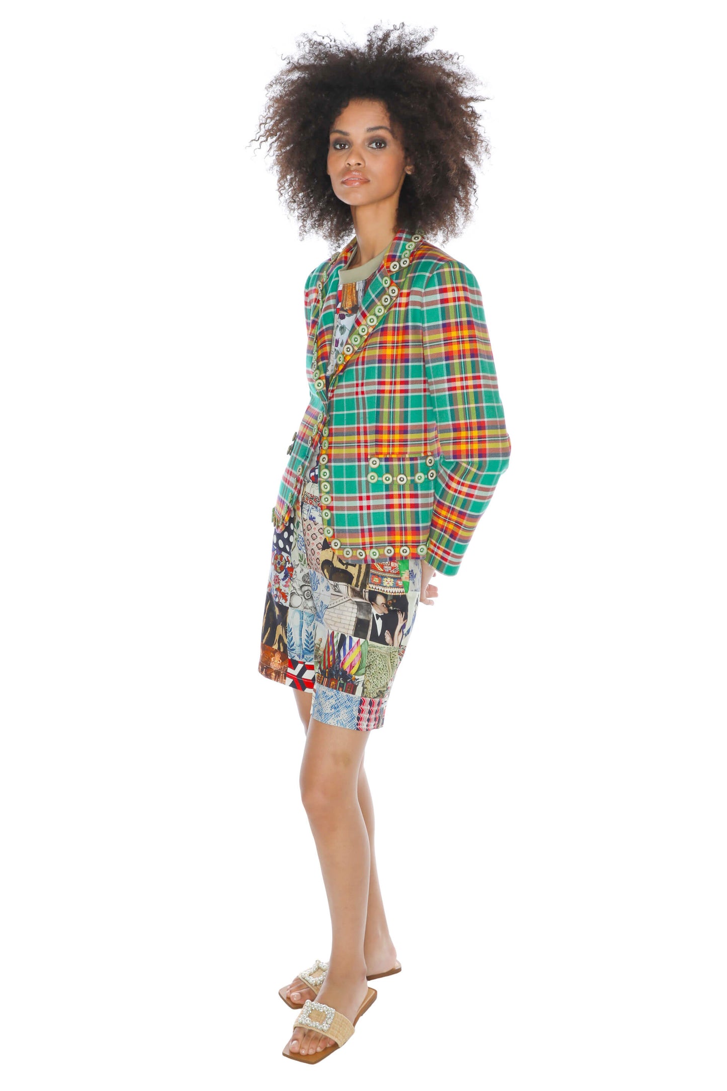 'PLAID BUTTONS' L/S SHORT JACKET - - Libertine