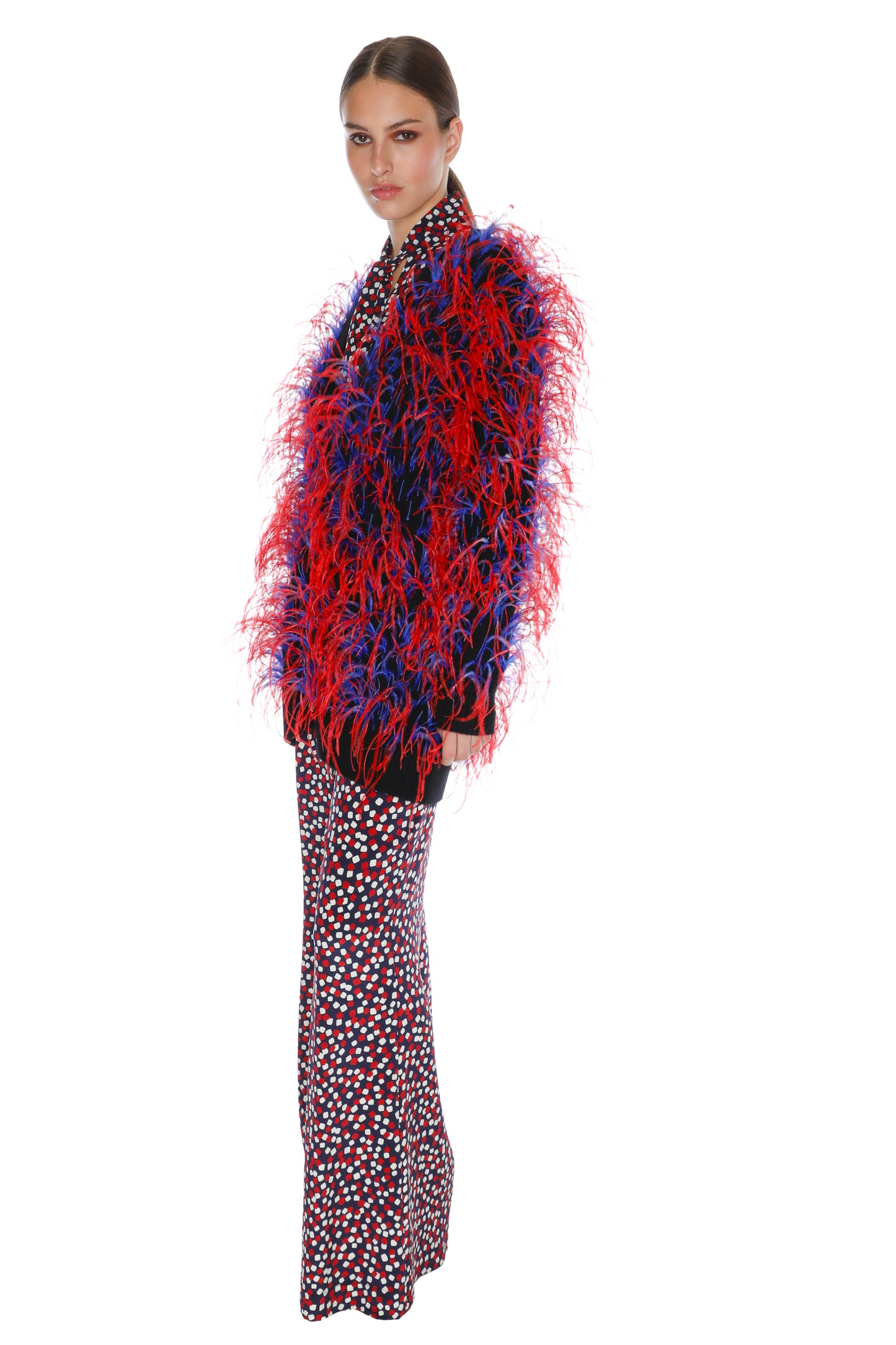 'WHAM BAM' RED FEATHERY CARDIGAN - - Libertine