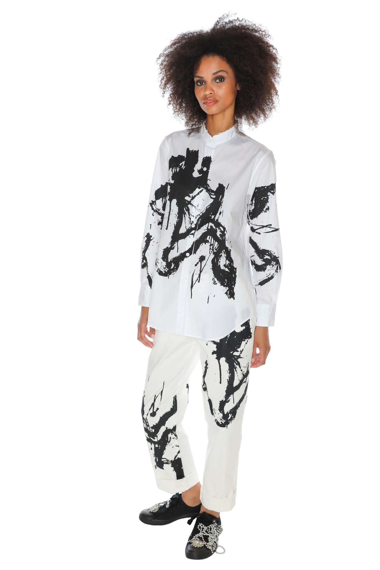 'NEO-EXPRESSIONISM' WHITE DECONSTRUCTED CLASSIC SHIRT - - Libertine