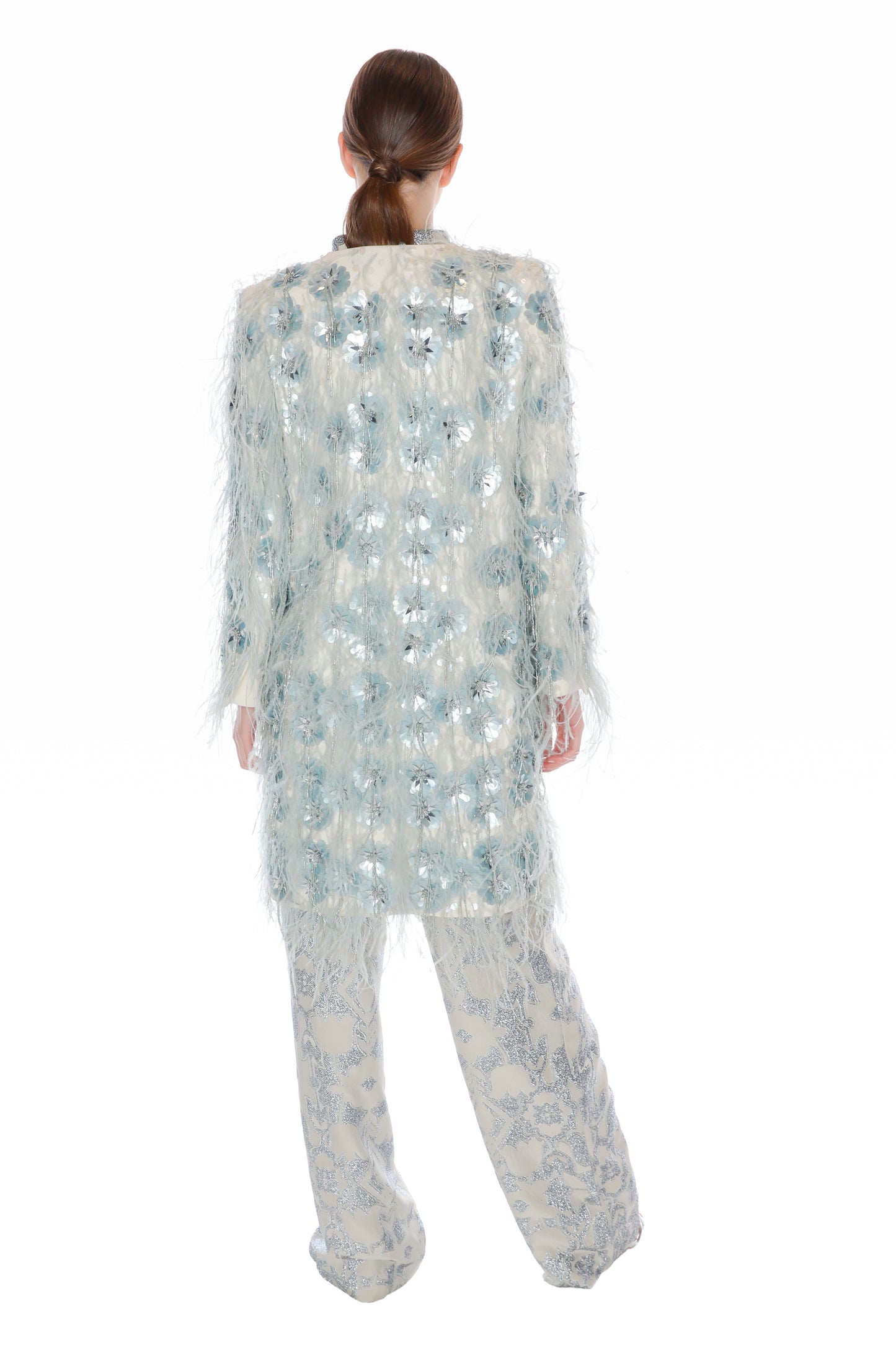 'GLISTENING BLUE' V-NECK COAT - - Libertine