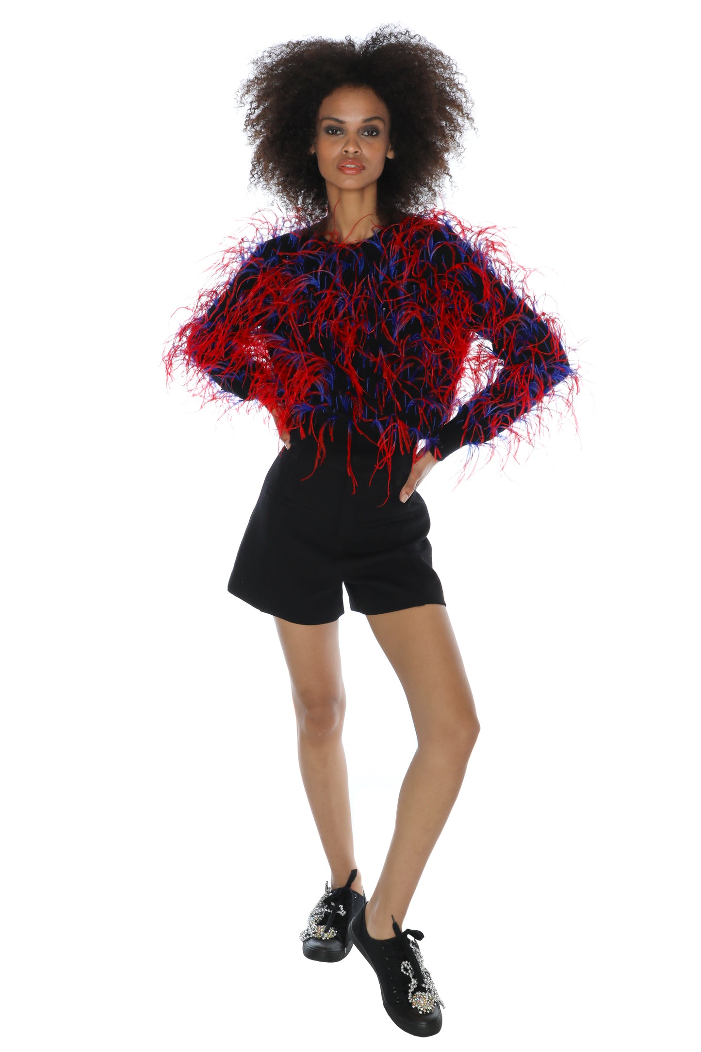 'WHAM BAM' FEATHERY SHRUNKEN PULLOVER SWEATER - - Libertine