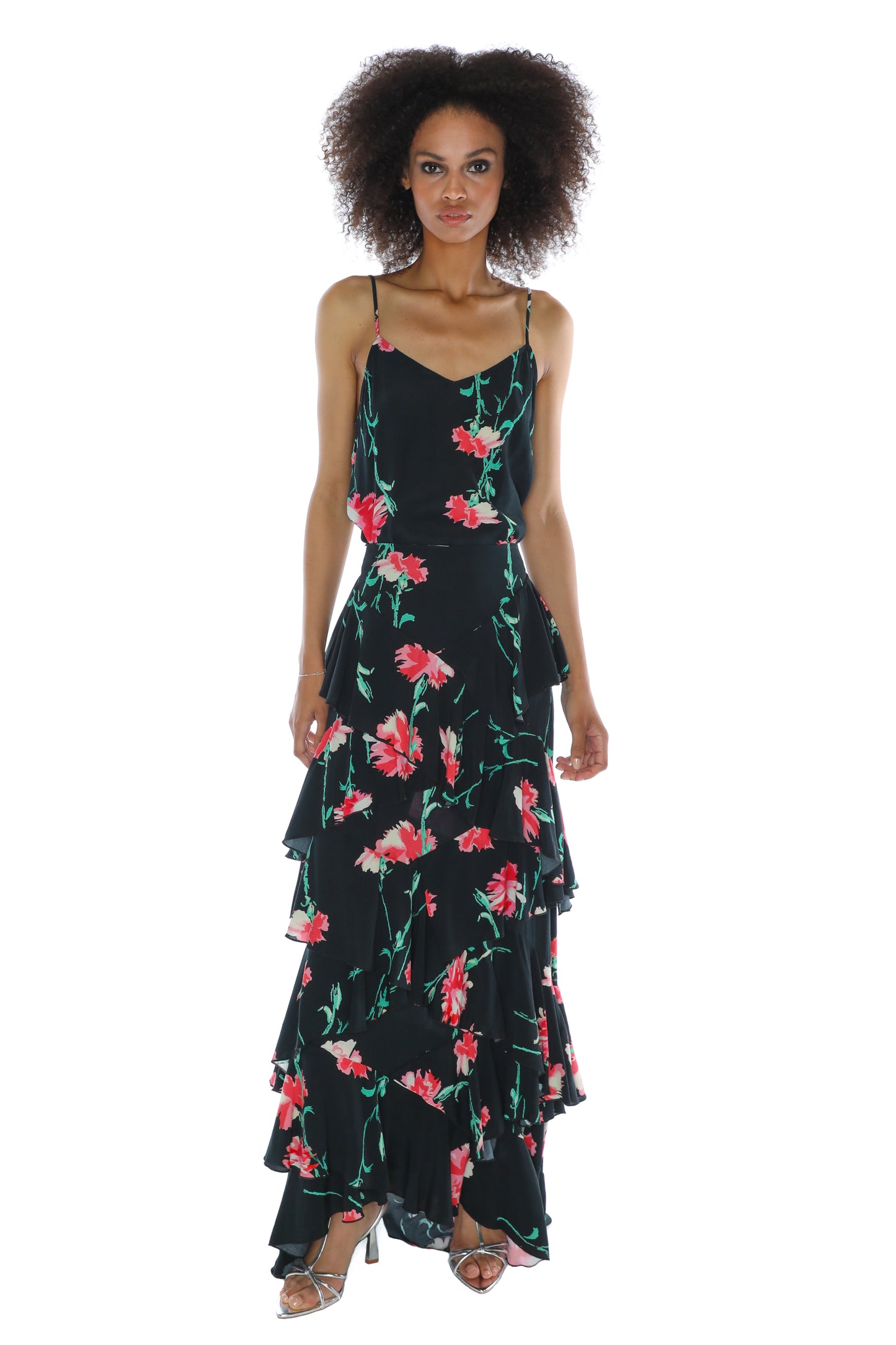 'CECIL BEATON PINK CARNATION' LONG RUFFLE SKIRT - - Libertine