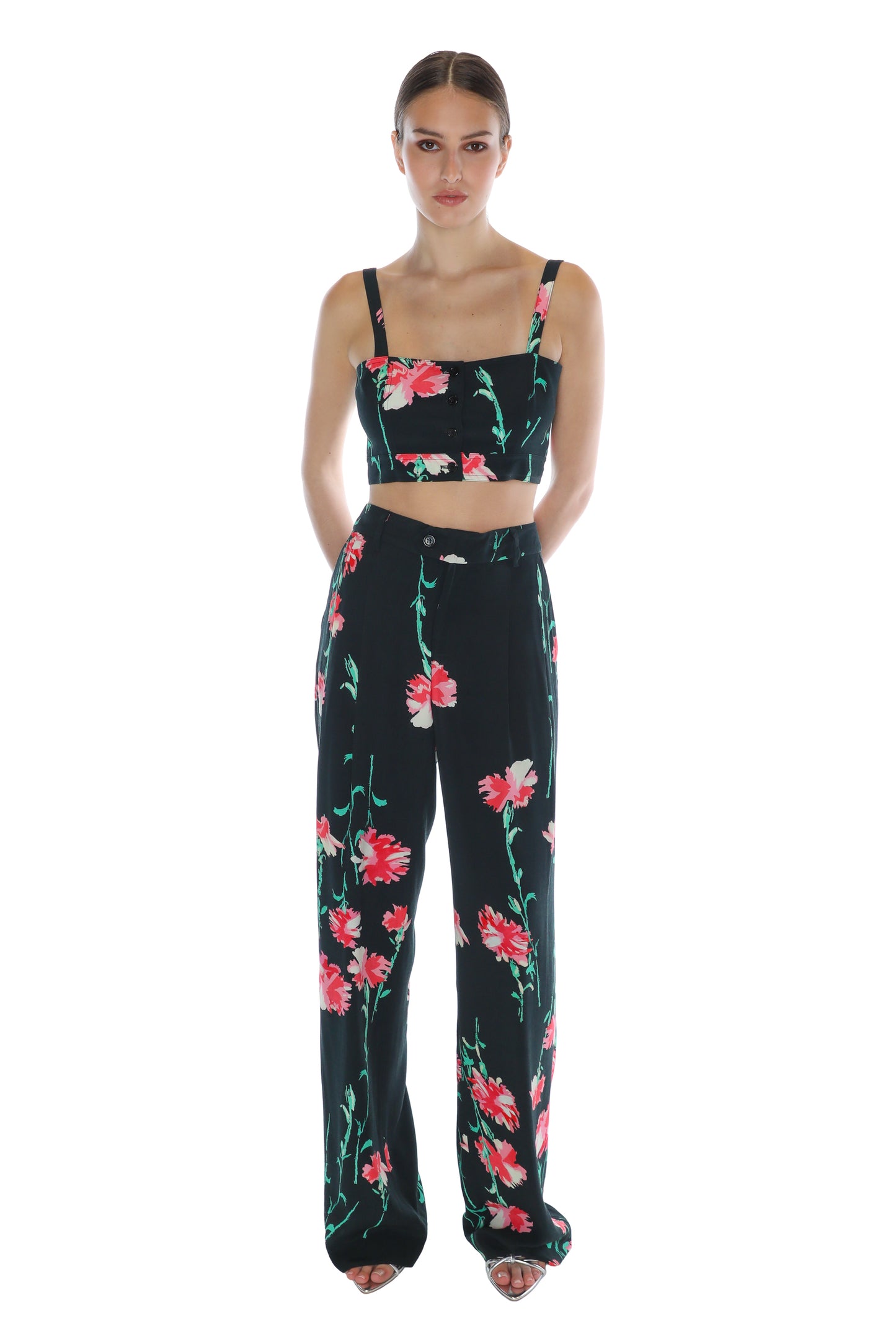 'CECIL BEATON PINK CARNATION' BAGGY TROUSERS - - Libertine