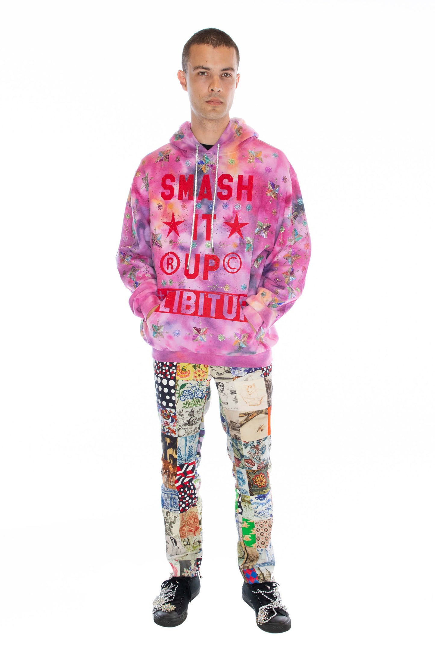 'SMASH IT UP' TIE DYE SLIM HOODIE - - Libertine