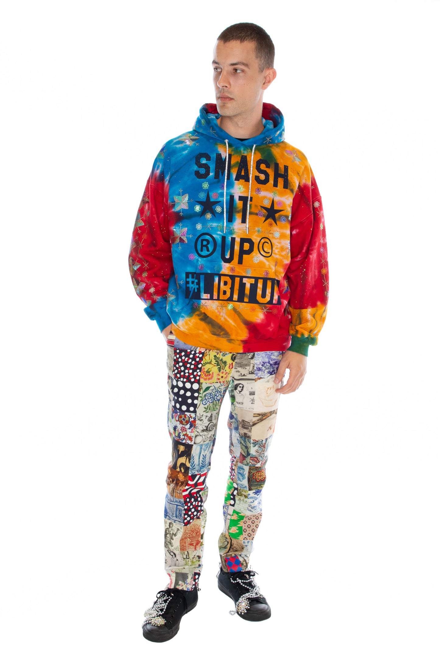 'SMASH IT UP' TIEDYE HOODIE PULLOVER SWEATSHIRT - - Libertine