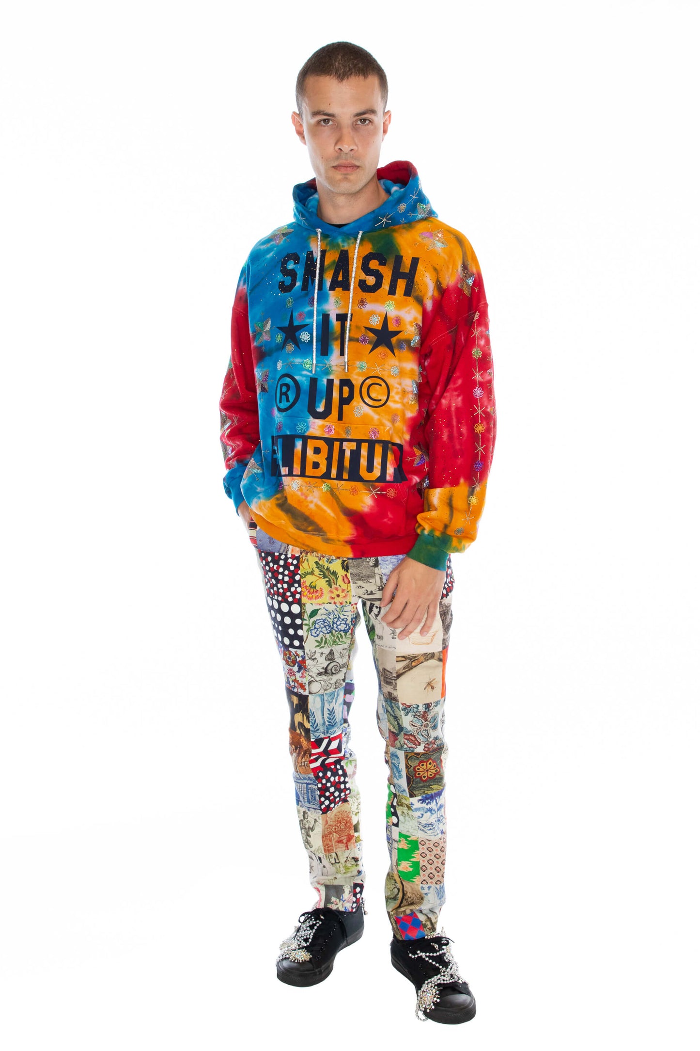 'SMASH IT UP' TIEDYE HOODIE PULLOVER SWEATSHIRT - - Libertine