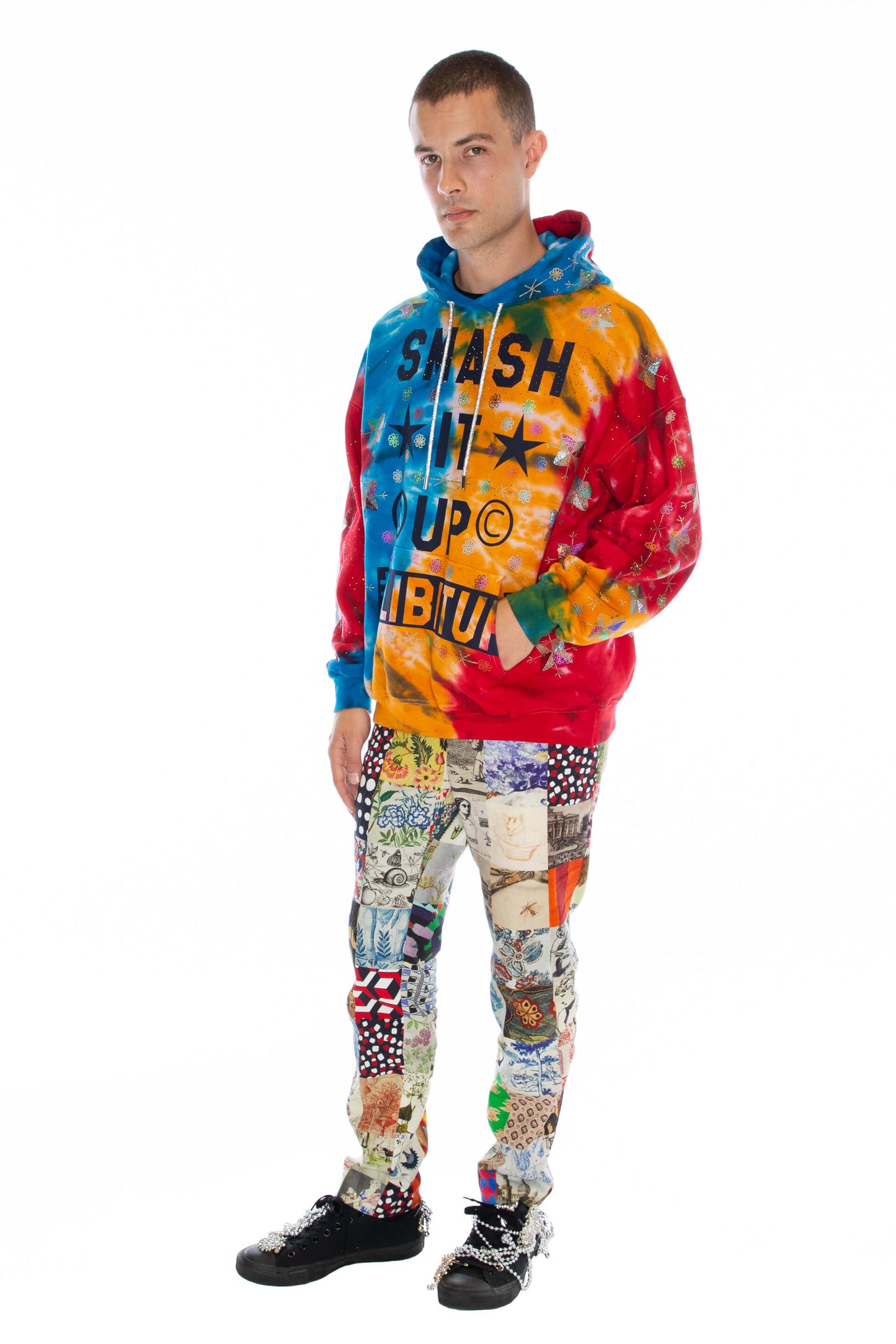 'SMASH IT UP' TIEDYE HOODIE PULLOVER SWEATSHIRT - - Libertine