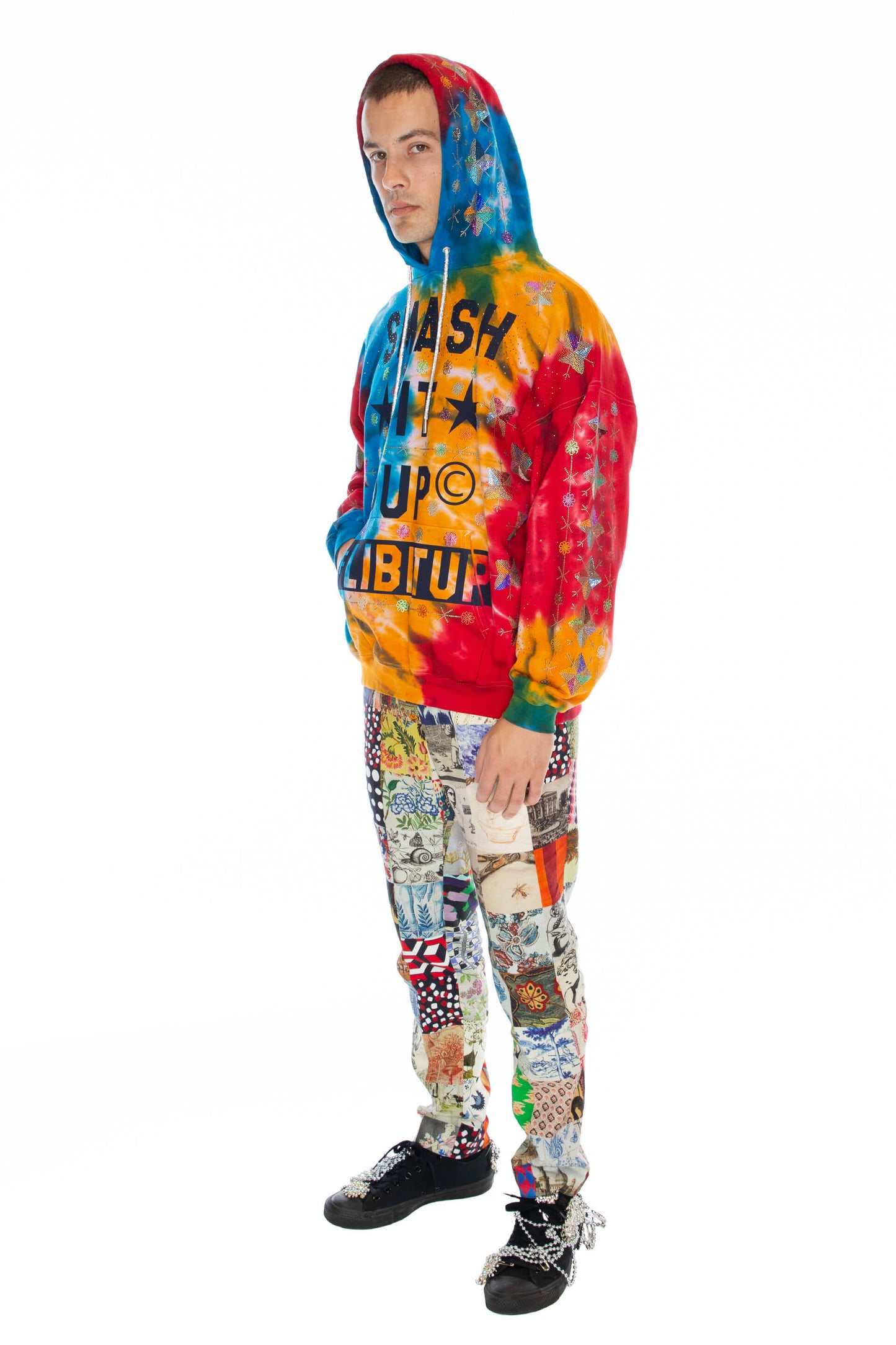 'SMASH IT UP' TIEDYE HOODIE PULLOVER SWEATSHIRT - - Libertine