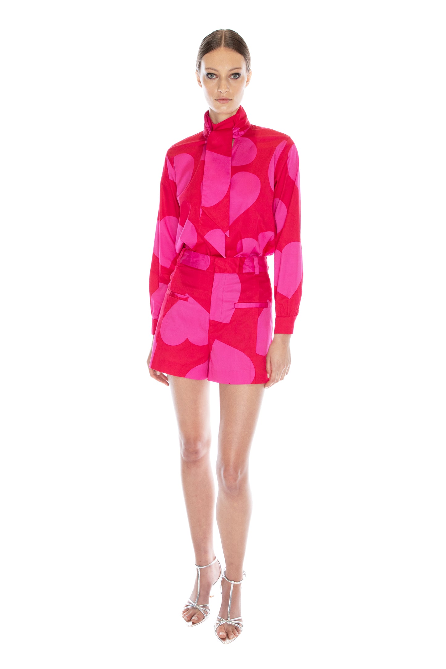 'PINKY RED HEARTS' HIGH WAISTED SHORTS - - Libertine