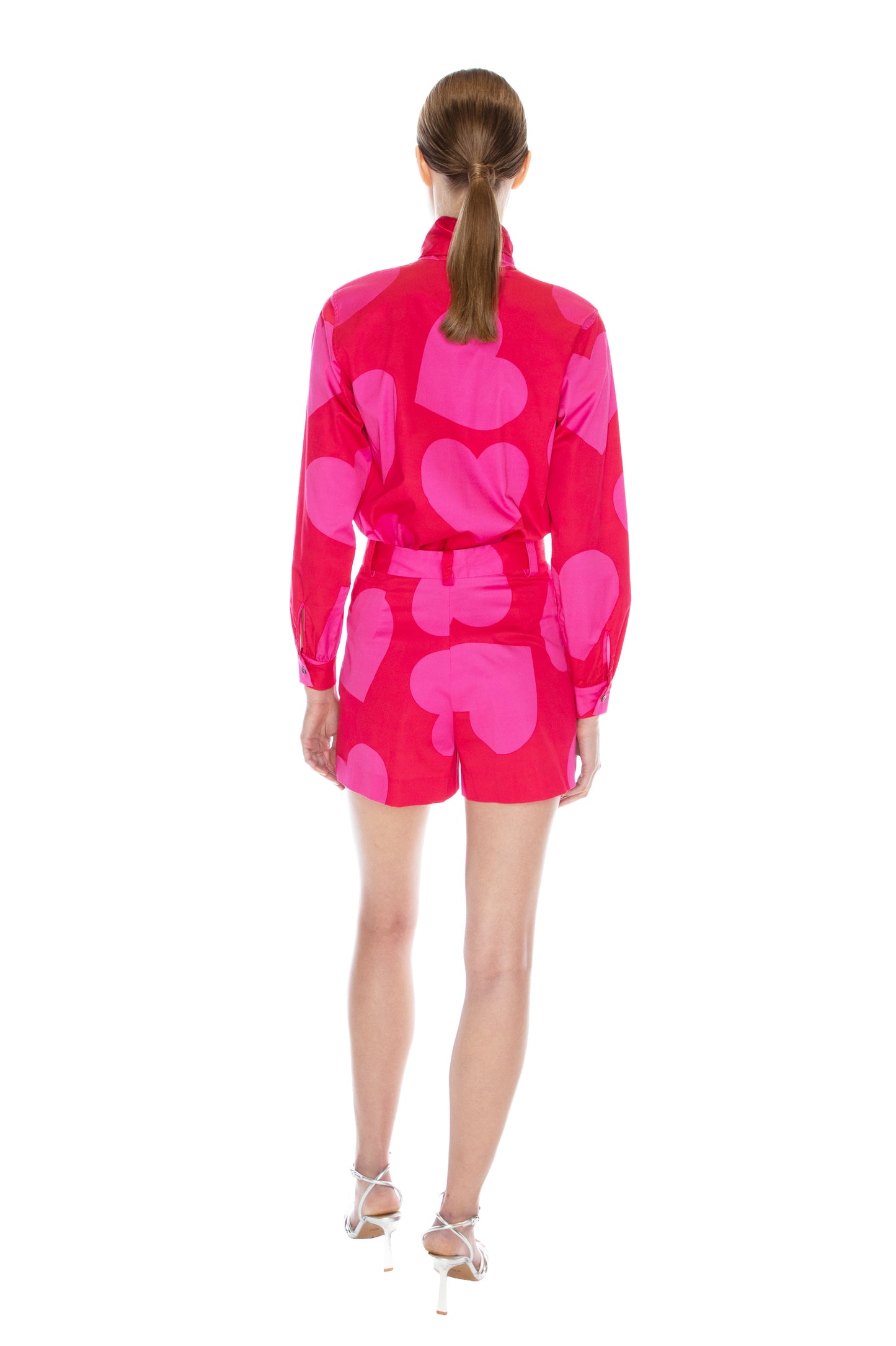 'PINKY RED HEARTS' HIGH WAISTED SHORTS - - Libertine