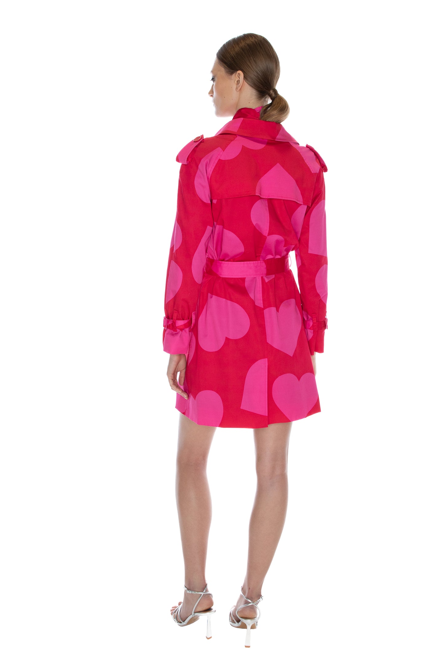 'PINKY RED HEARTS' TRENCH COAT