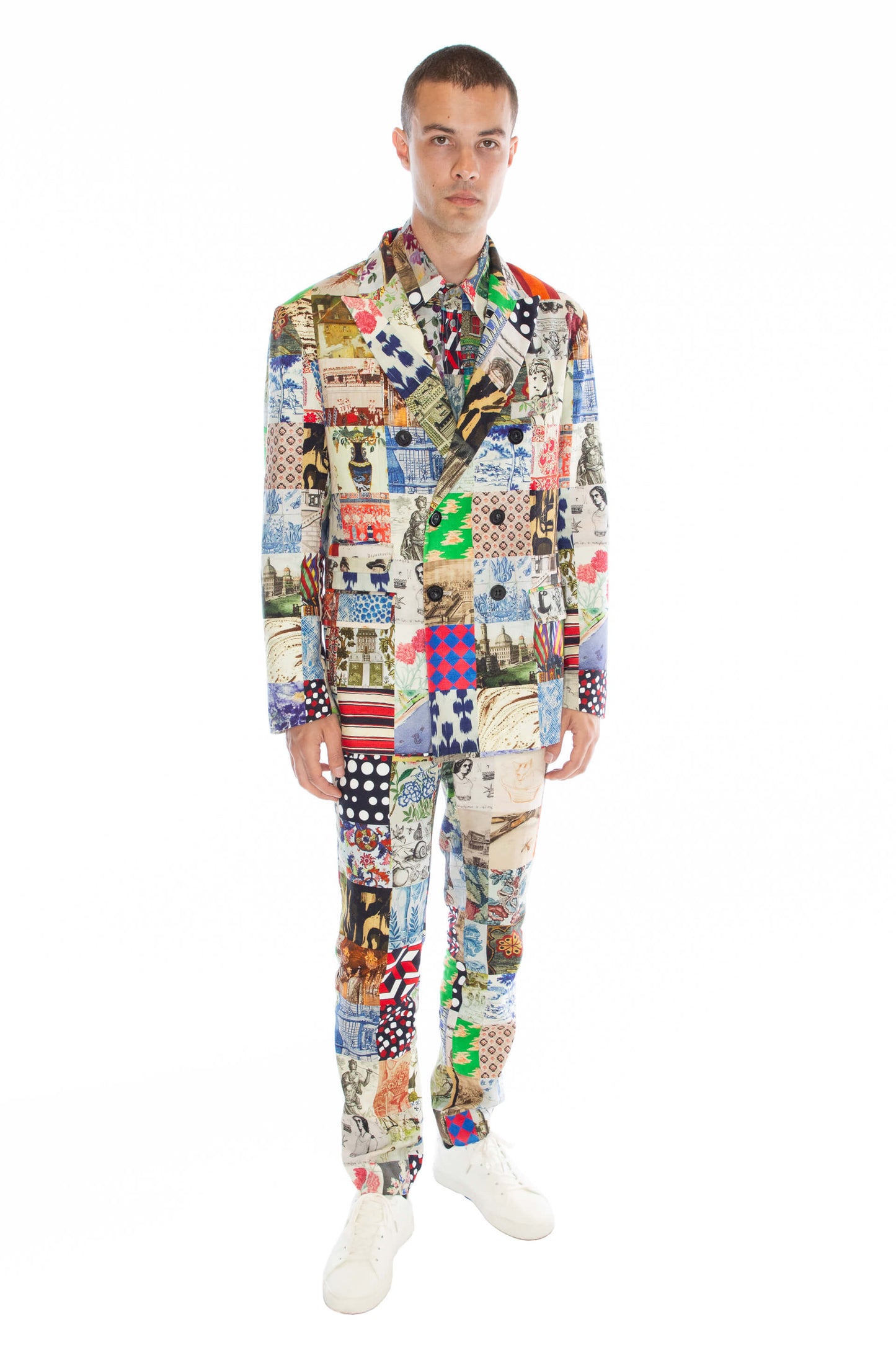 'BLOOMSBURY COLLAGE' MEN'S DOUBLE BREASTED JACKET - JACKETS - Libertine