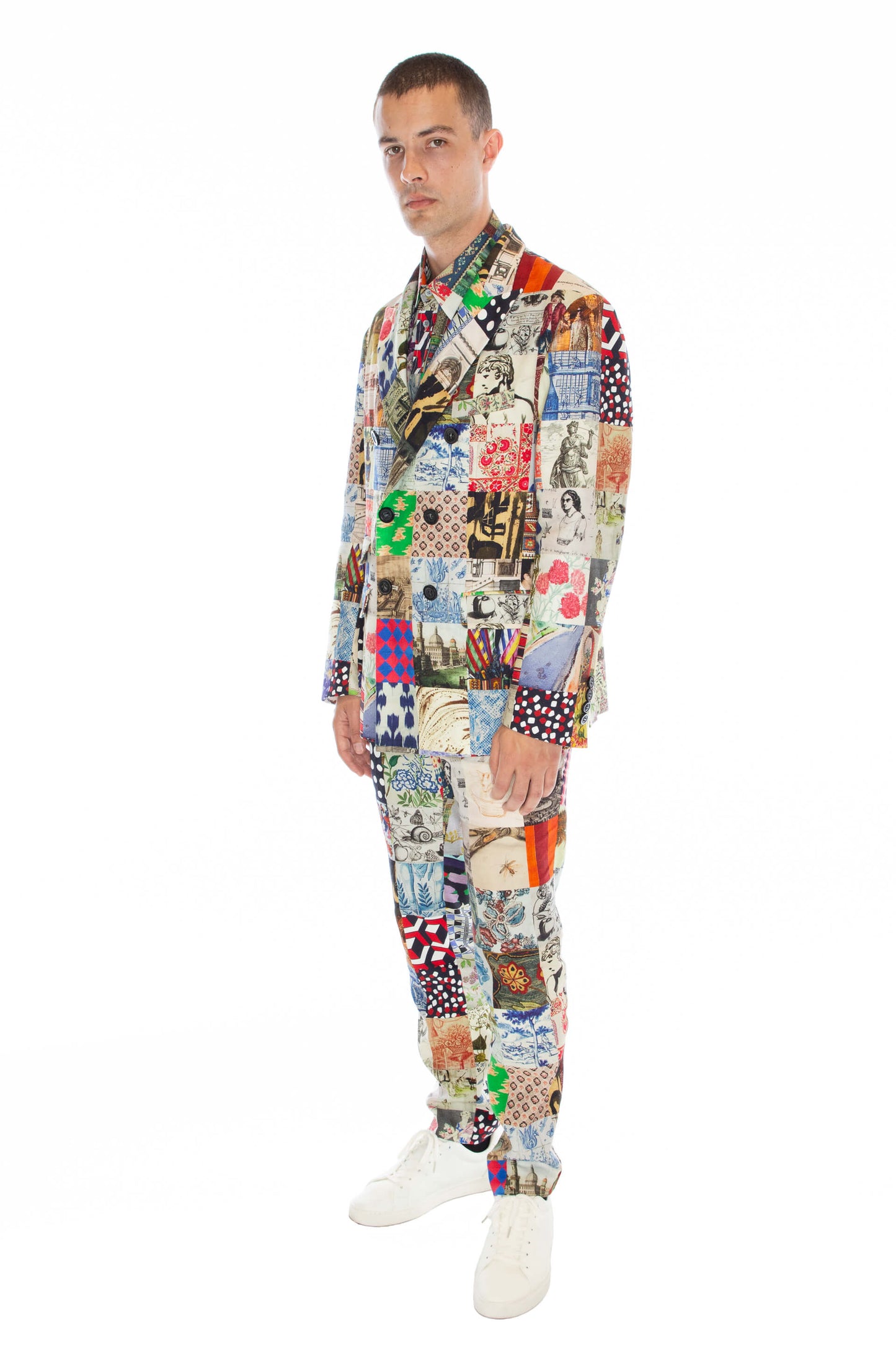 'BLOOMSBURY COLLAGE' MEN'S DOUBLE BREASTED JACKET - JACKETS - Libertine