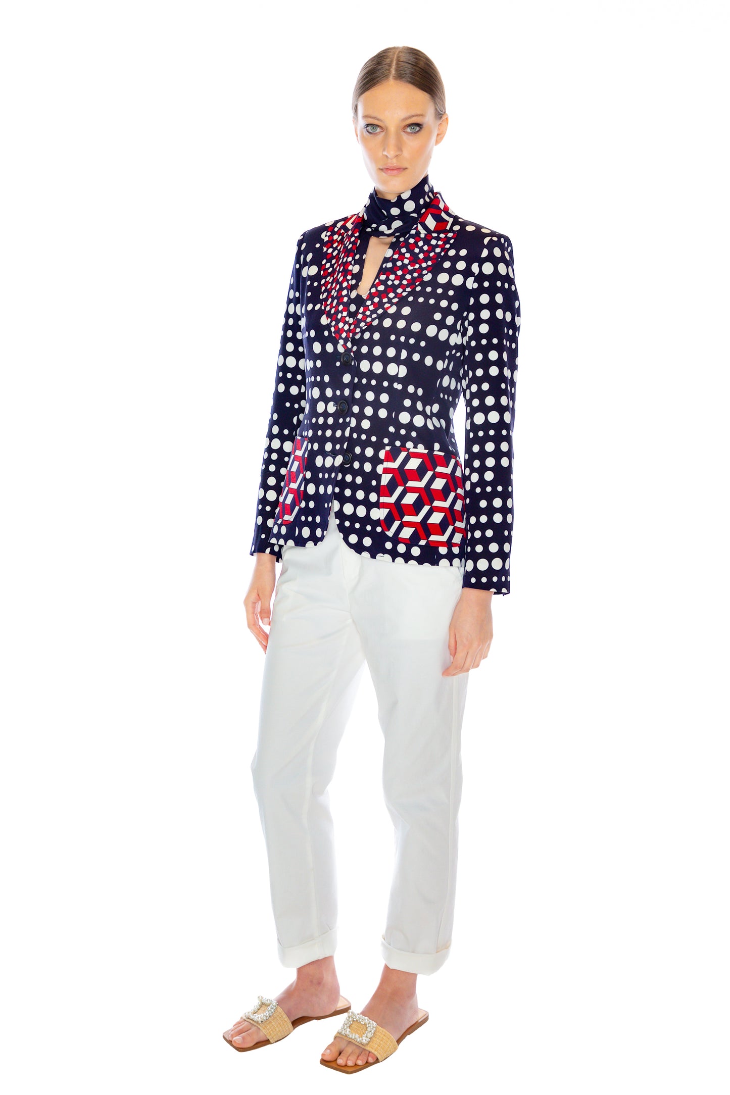 'RED WHITE AND BLUE MASH UP' PATCH POCKET JACKET - - Libertine