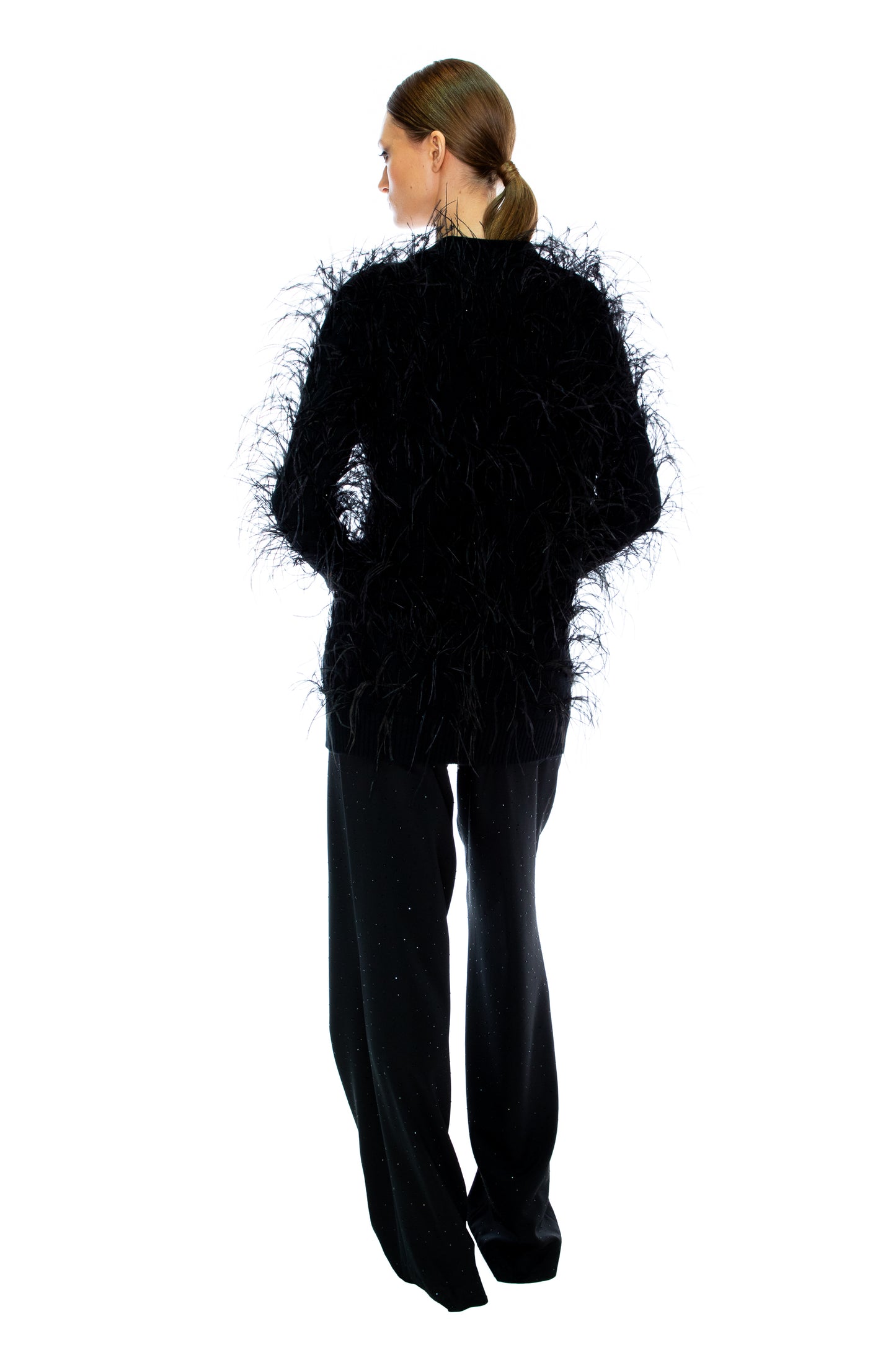'WHAM BAM' BLACK FEATHERY CARDIGAN - - Libertine