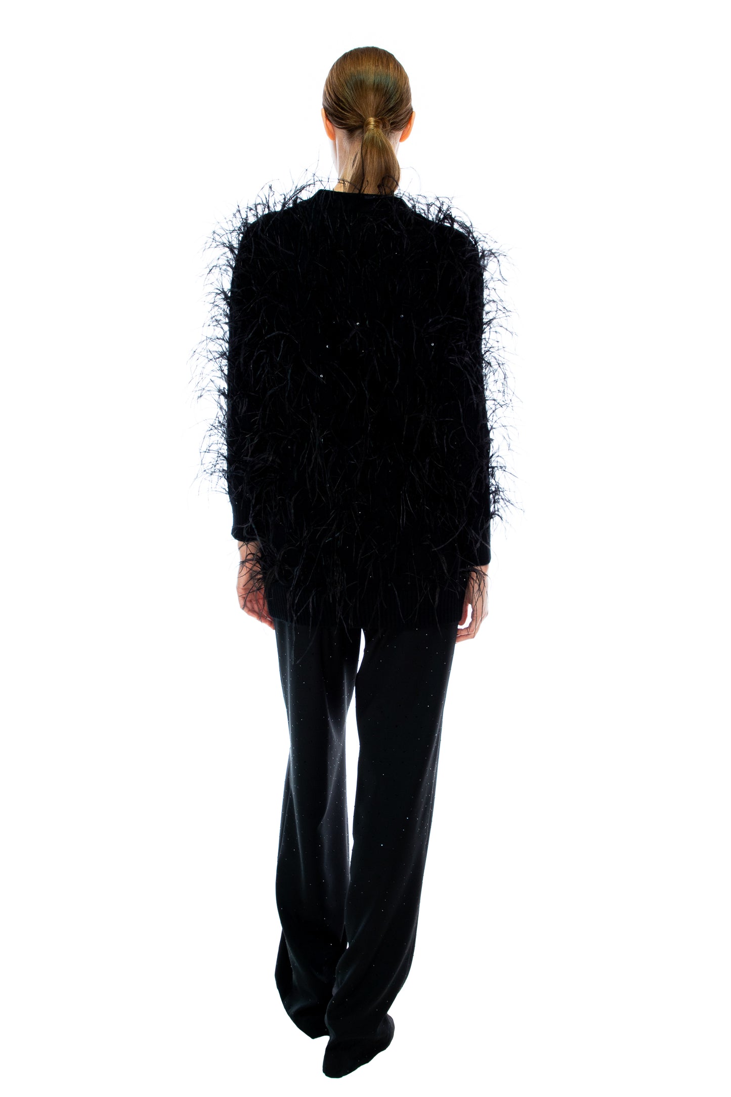 'WHAM BAM' BLACK FEATHERY CARDIGAN - - Libertine