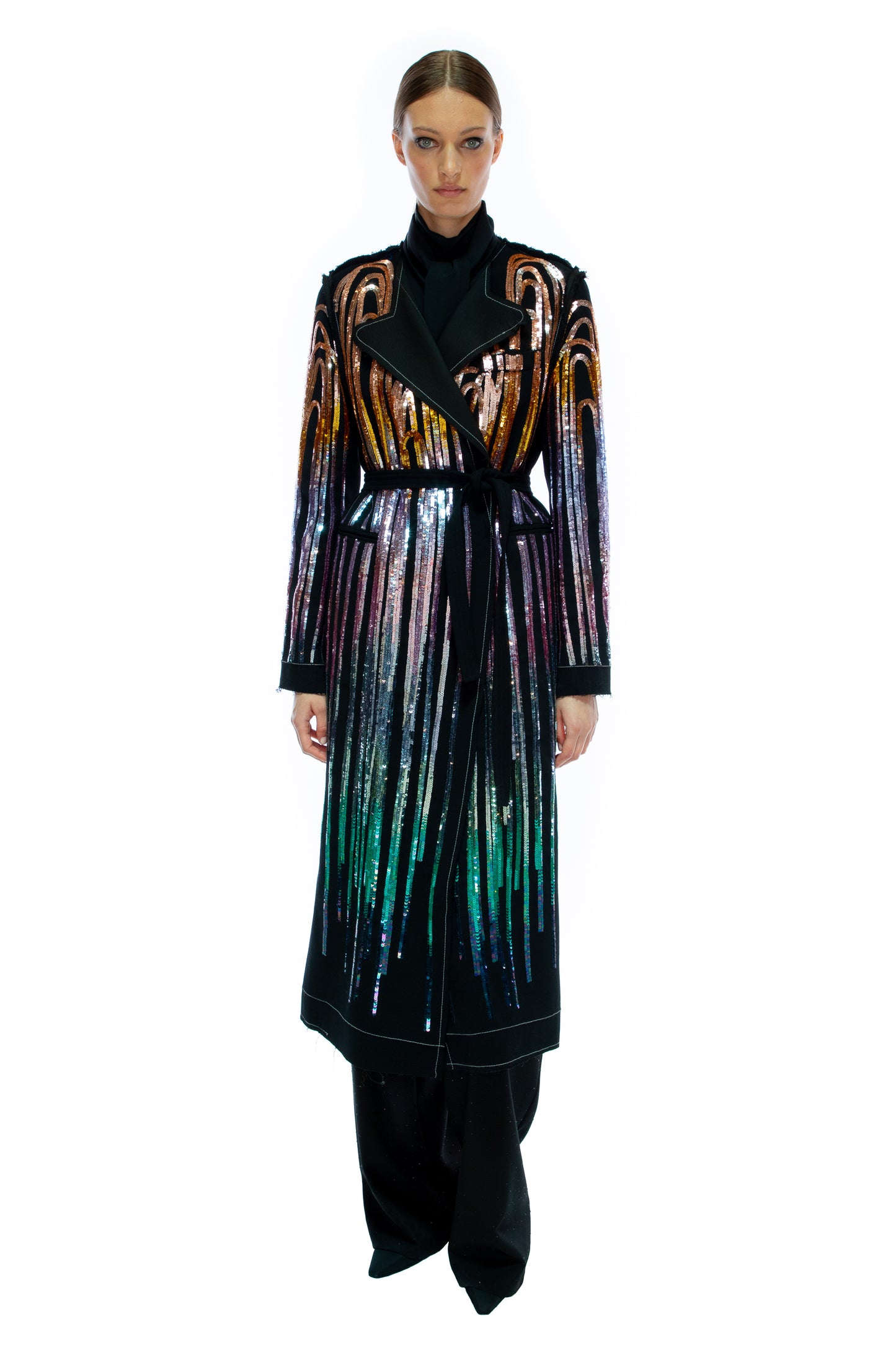 'NEPTUNES GARDEN' DECONSTRUCTED MIDI DOUBLE BREASTED COAT - - Libertine