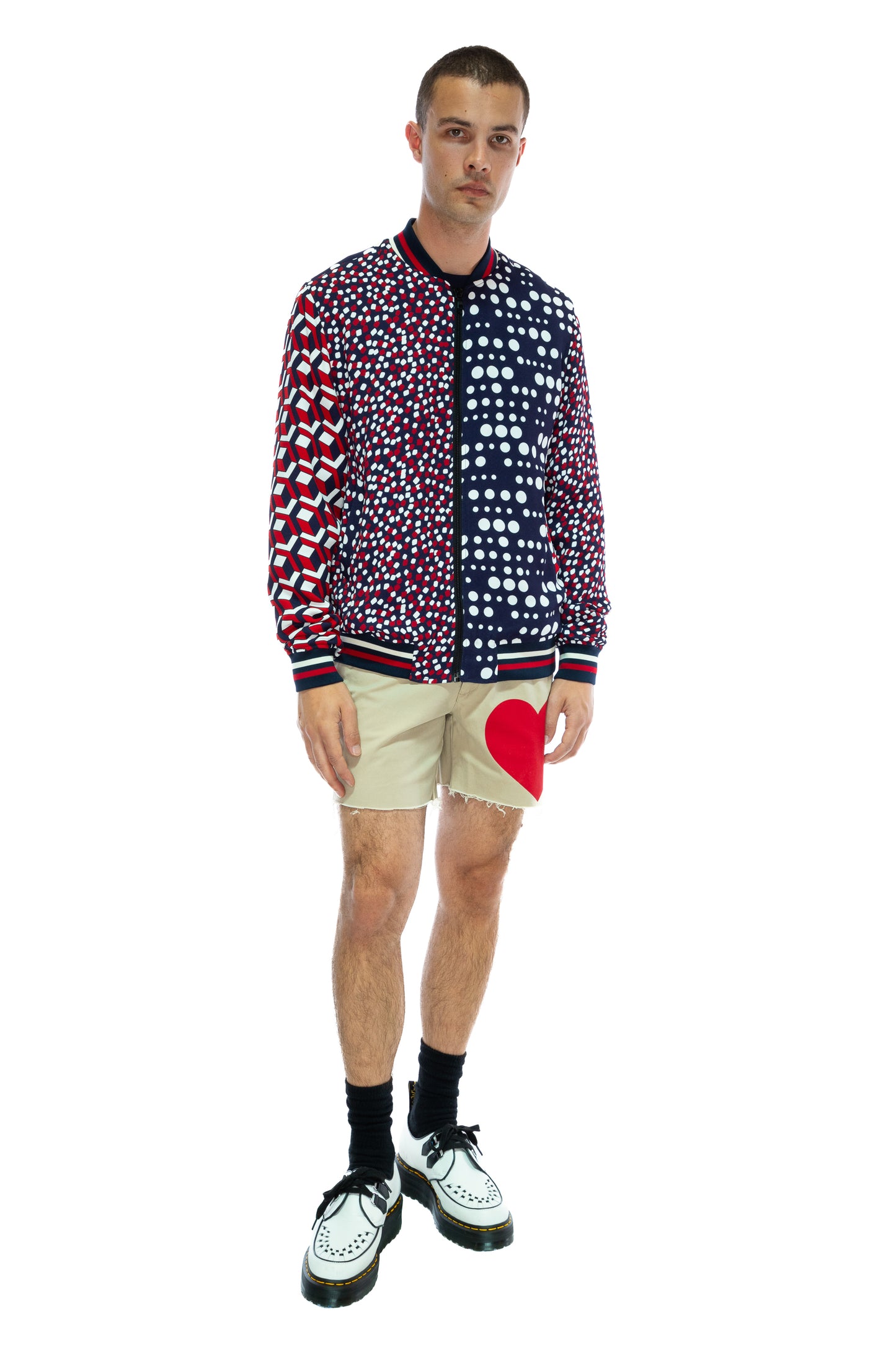 'PINKY RED HEARTS' MENS CUT OFF SHORTS - - Libertine