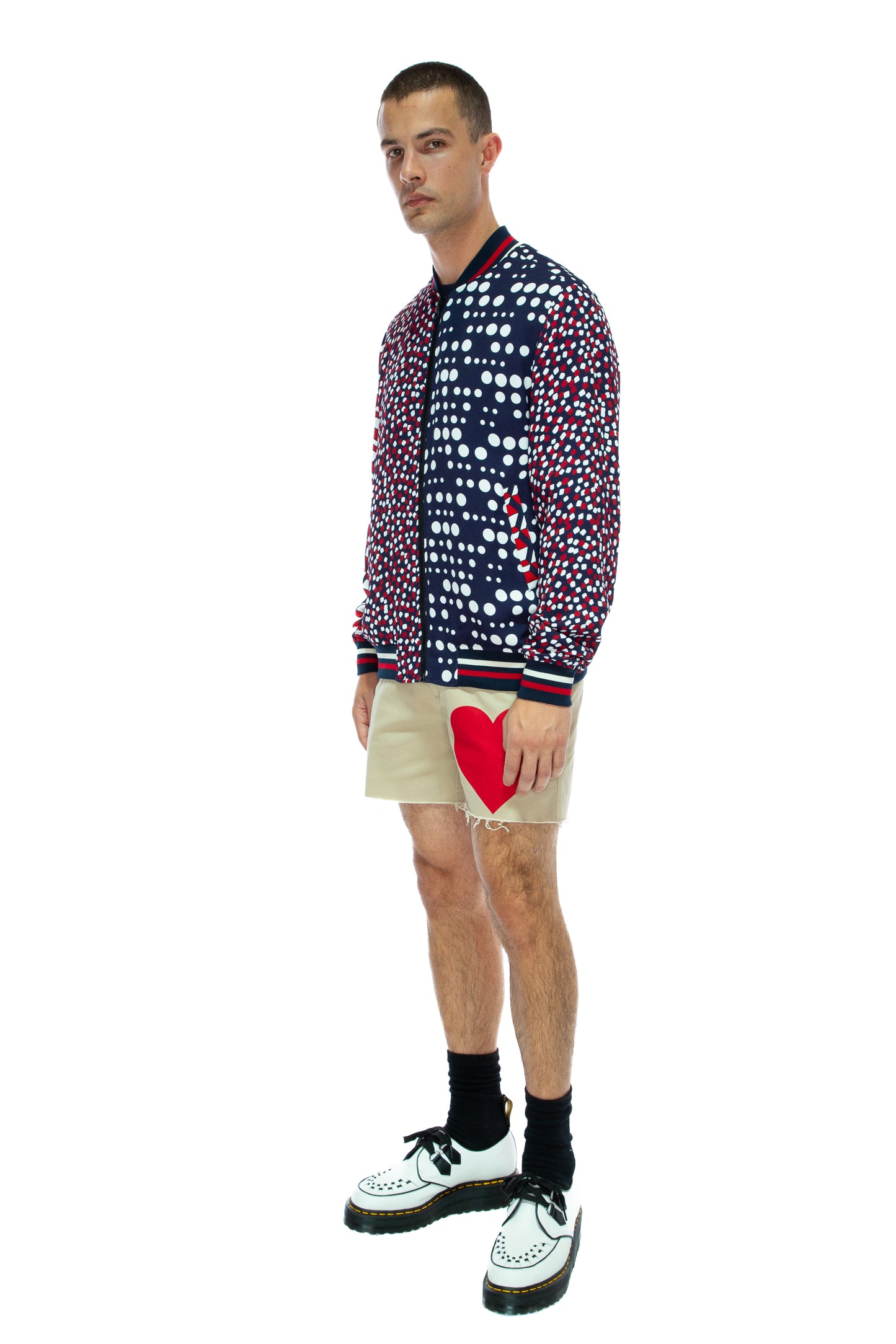 'PINKY RED HEARTS' MENS CUT OFF SHORTS - - Libertine