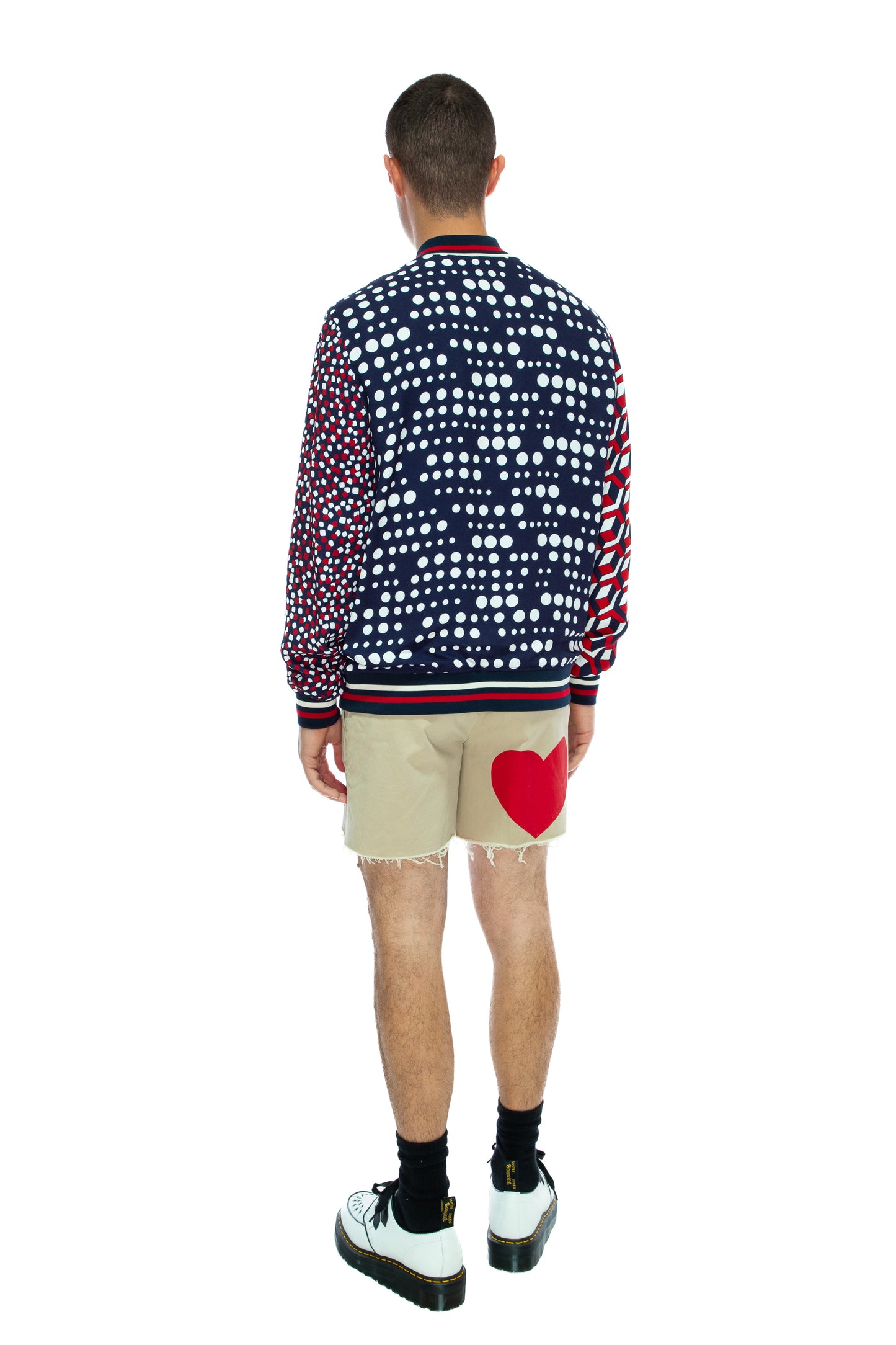 'PINKY RED HEARTS' MENS CUT OFF SHORTS - - Libertine