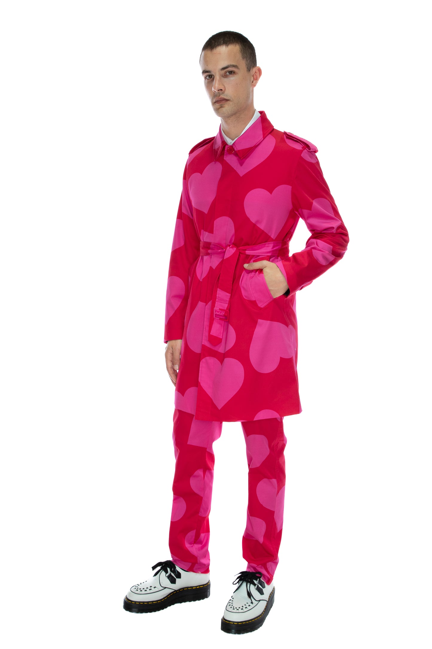 'PINKY RED HEARTS' SIMPLE TRENCH - - Libertine