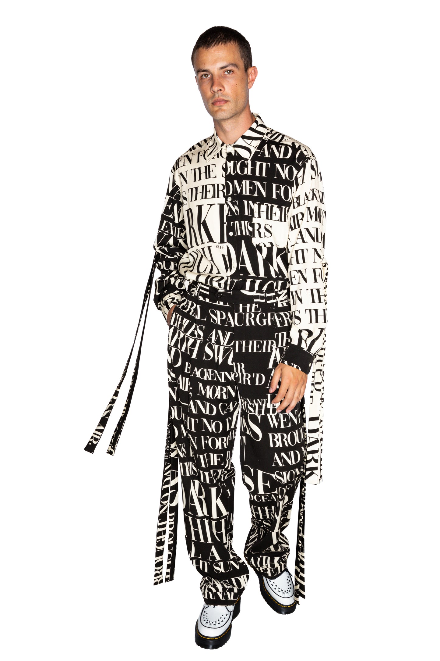 'POEME NOIR' WIDE LEG TROUSER WITH STRAPS - - Libertine