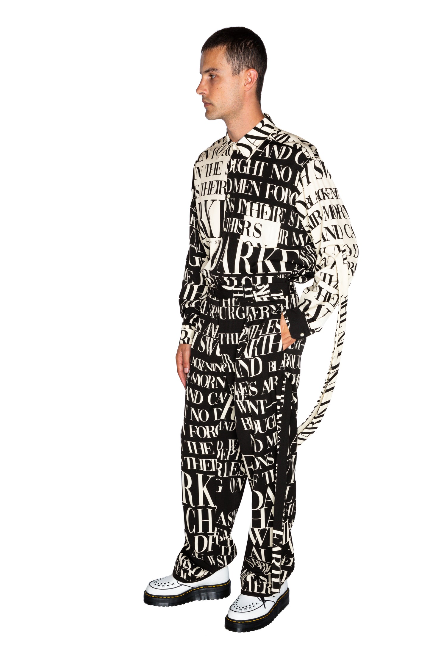 'POEME NOIR' WIDE LEG TROUSER WITH STRAPS - - Libertine