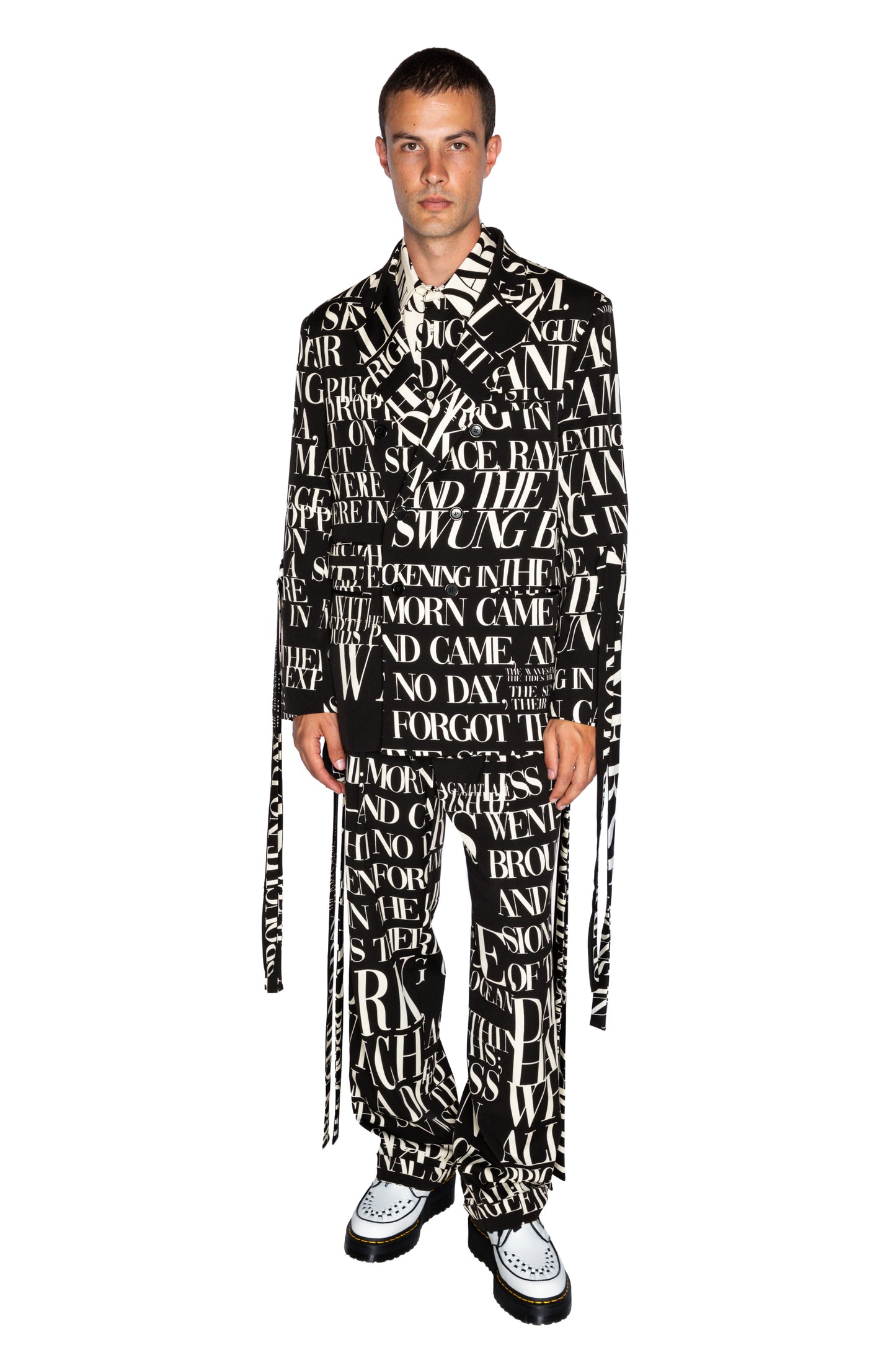 'POEME NOIR' MENS DOUBLE BREASTED JACKET WITH STRAPS - - Libertine